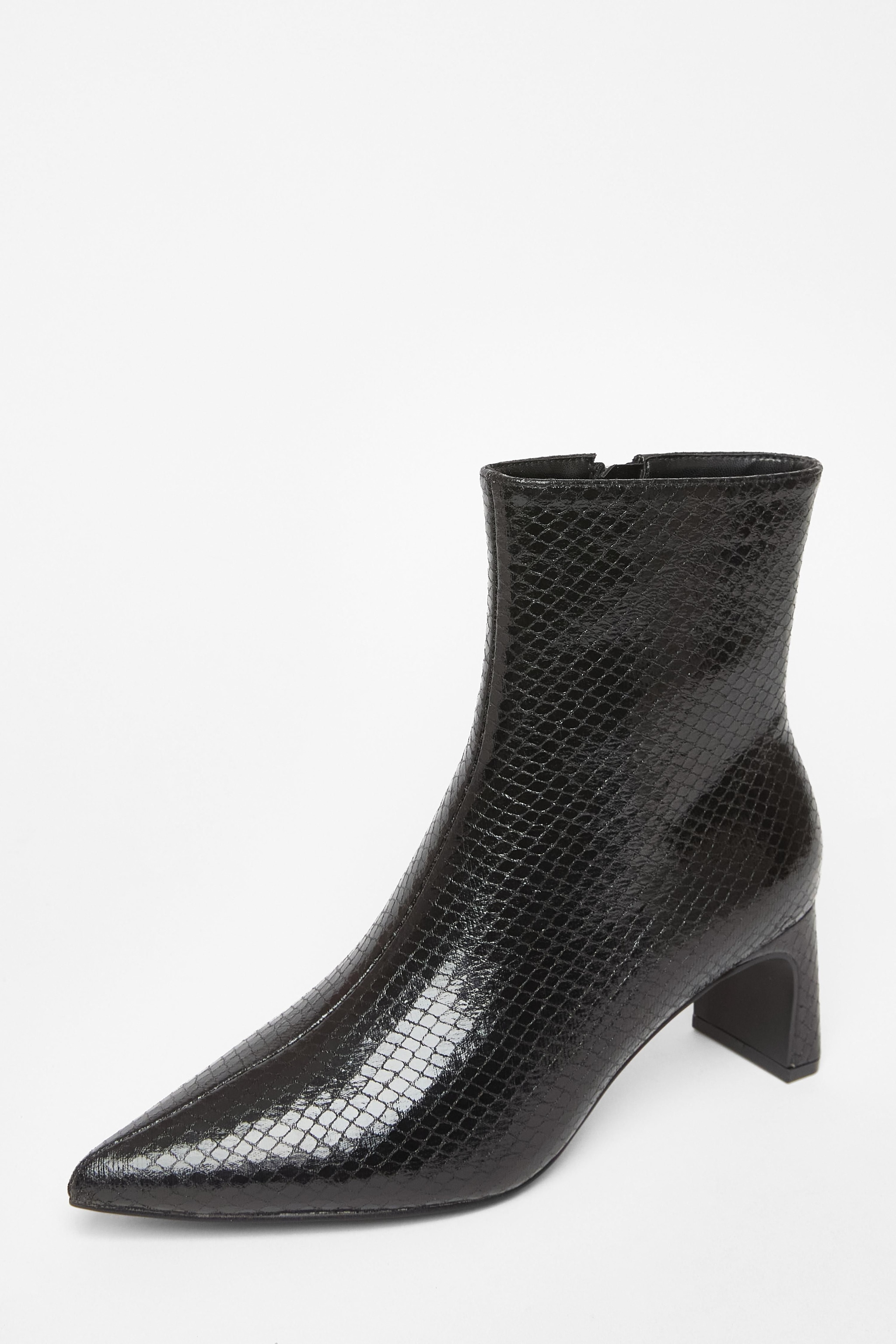 Quiz Black Snake Print Ankle Boots image 1