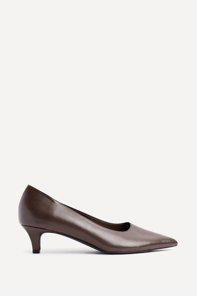 Linzi Zola Brown Faux Leather Kitten Court Heel