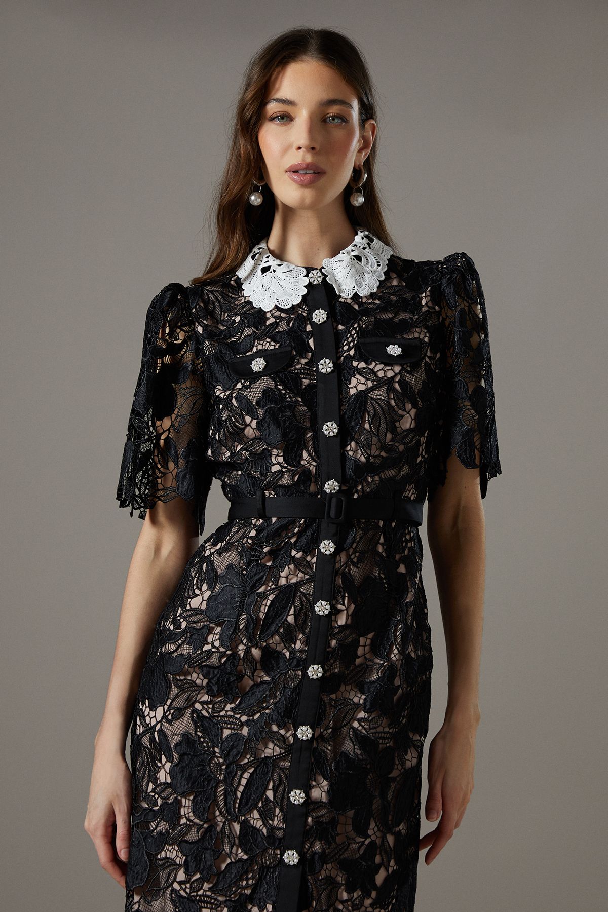 Coast Lace Shirt Dress Contrast Colour Black image 4