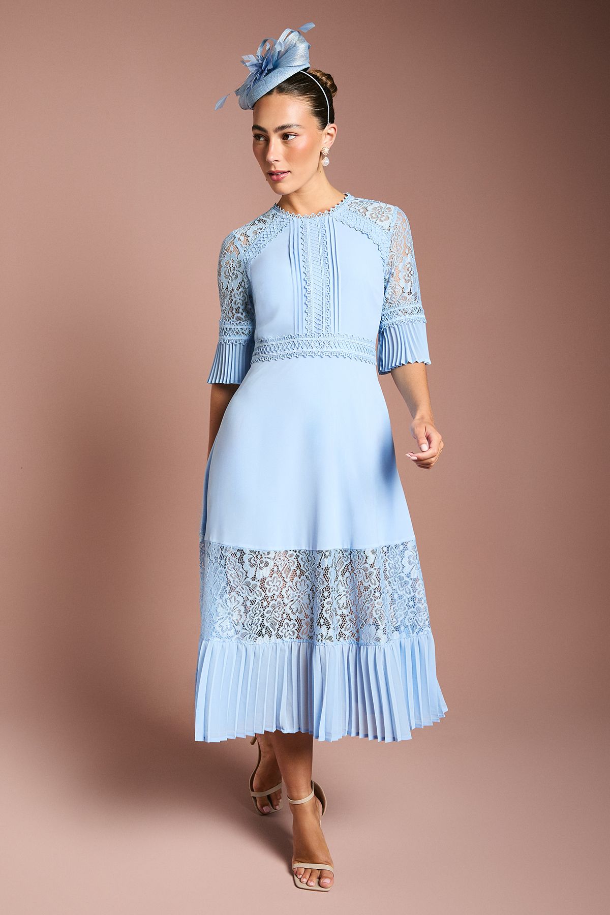 Coast Lace Insert Midi Dress Blue image 1