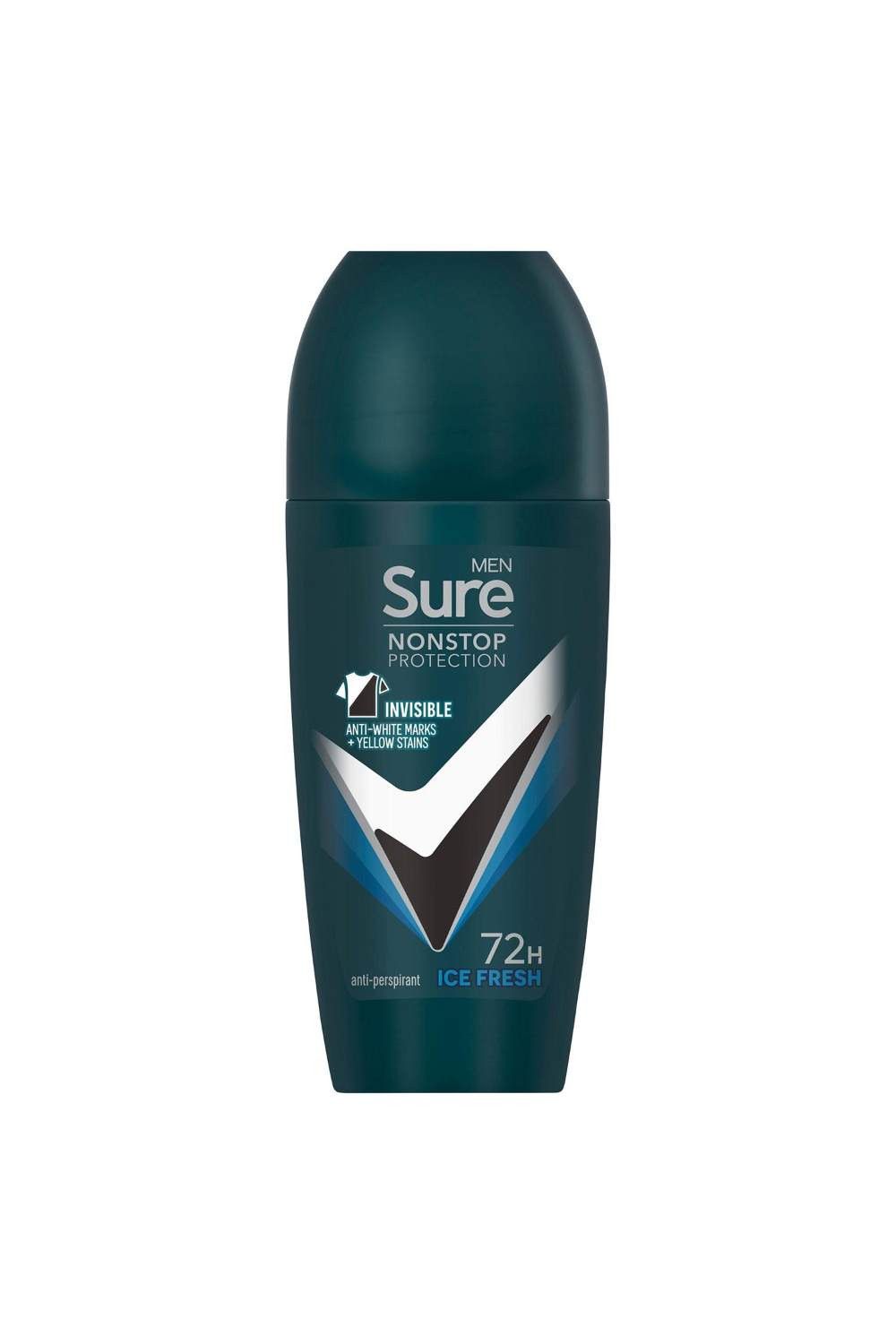 Sure Men 'Antiperspirant Roll On' 72H Nonstop Protection Ice Fresh, 12x50ml image 2