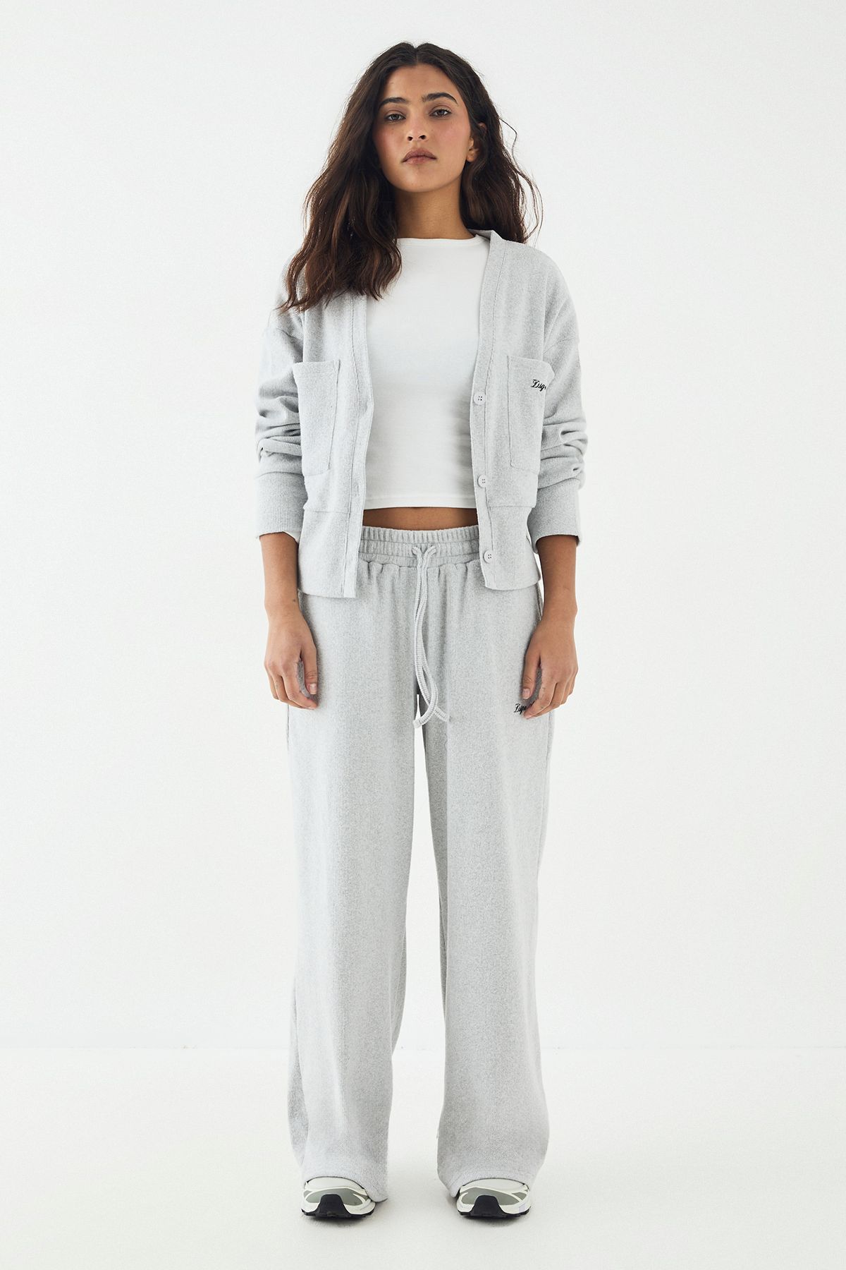 DSGN Studio DSGN Studio Brushed Rib Straight Leg Trouser Ash Grey image 5