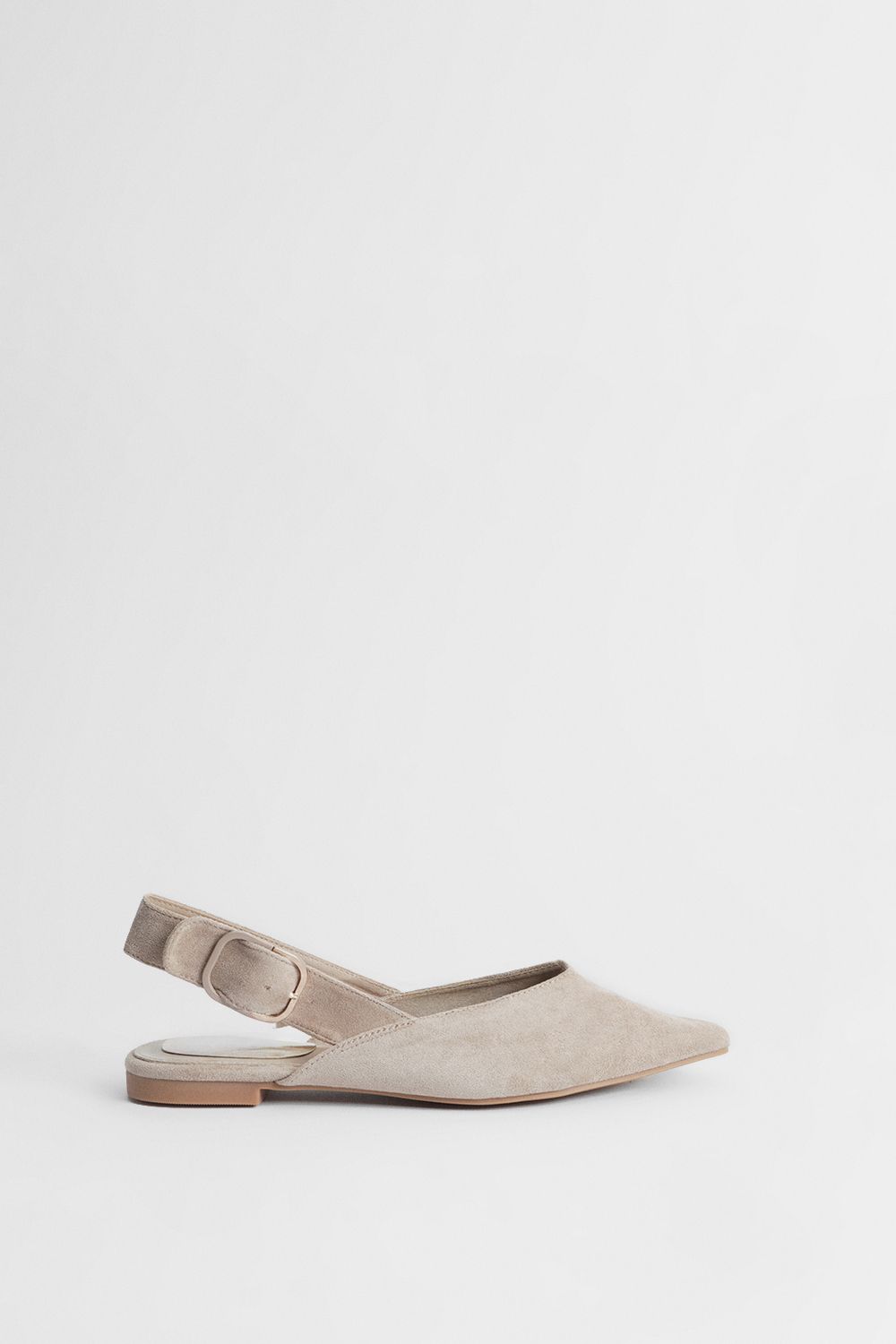 Oasis Sandy Faux Suede Pointed Slingback Buckle Flat Shoes Beige