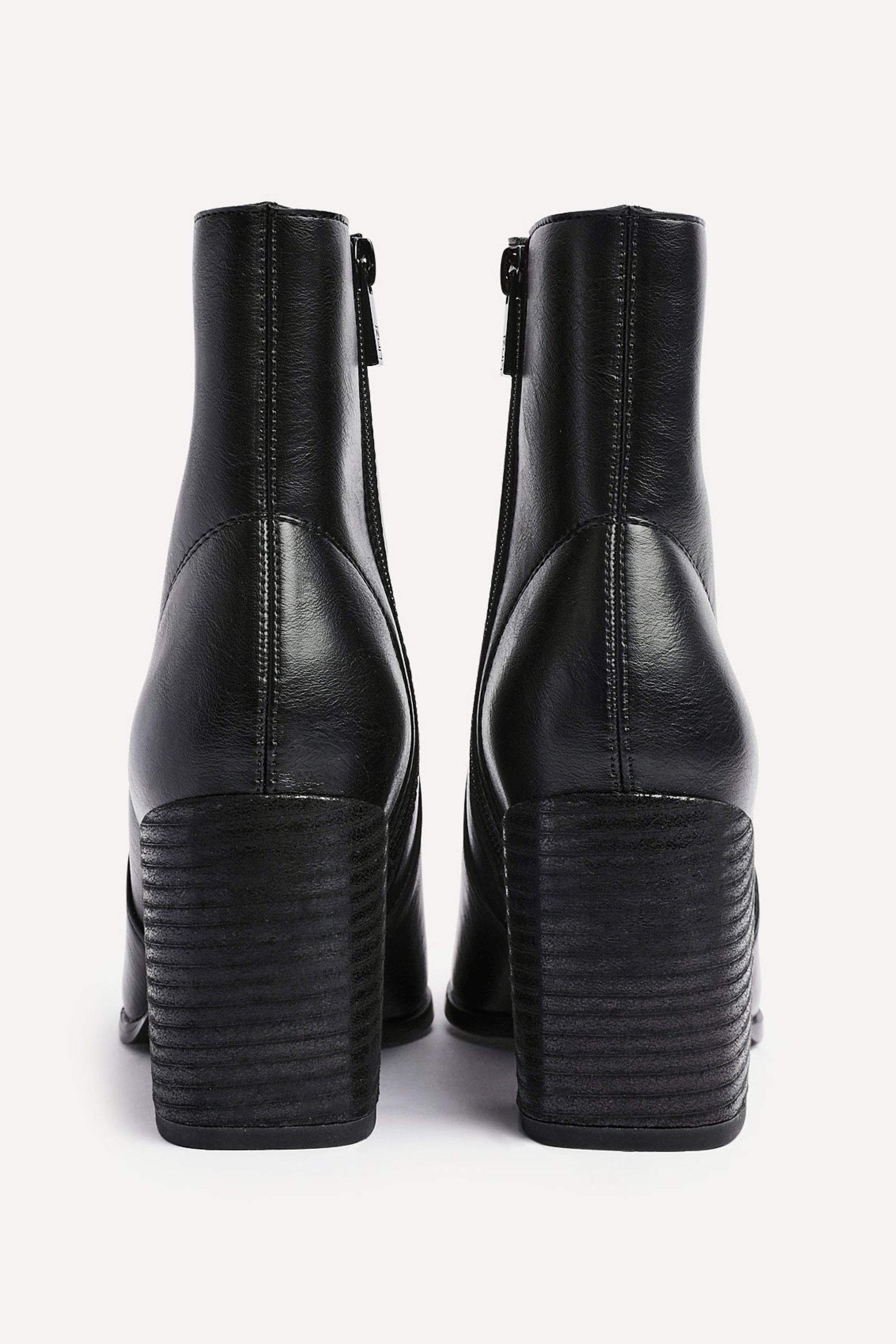 Linzi Advance Black Faux Stretch Leather Heeled Ankle Boot image 5