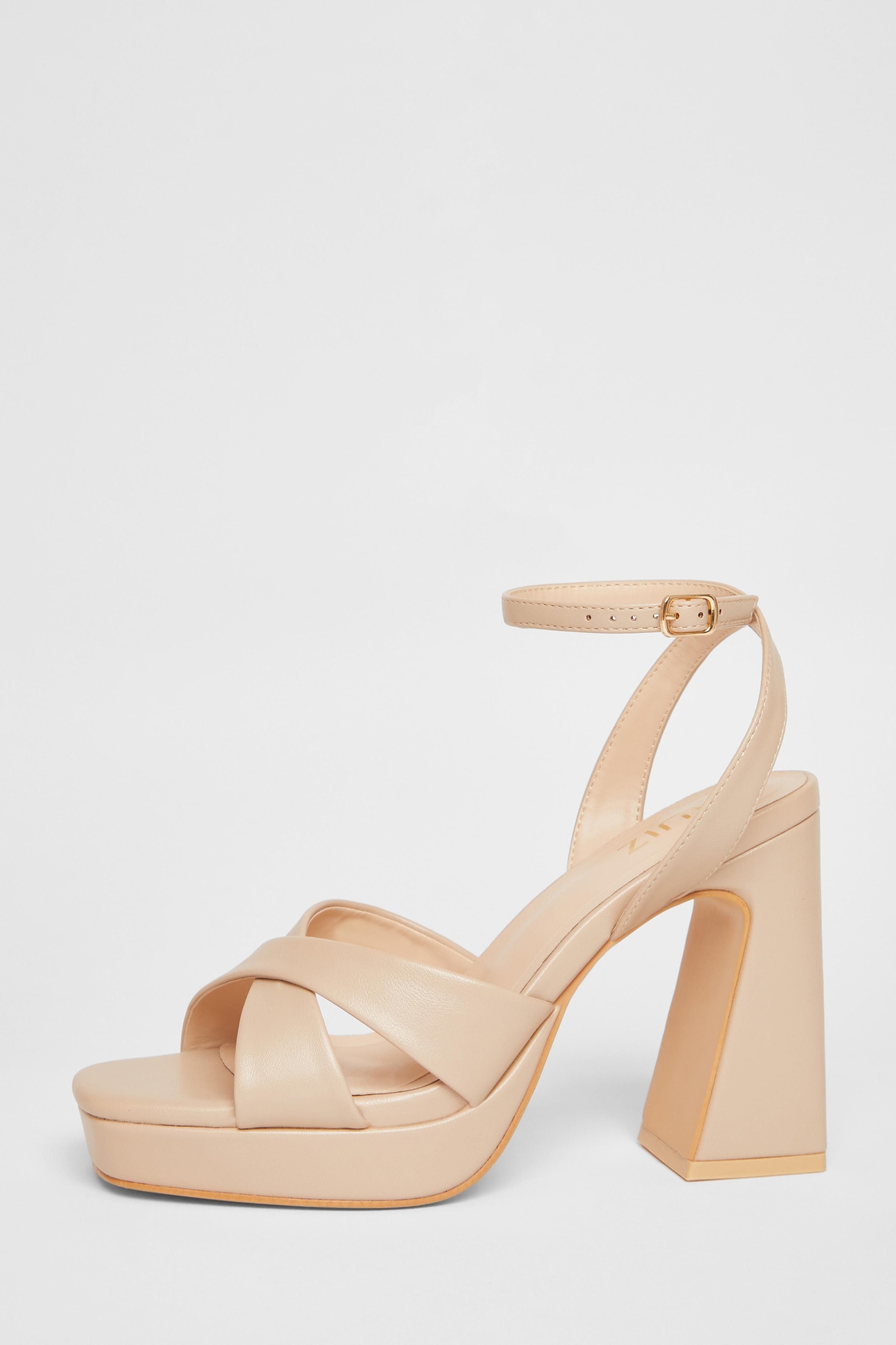 Quiz Nude Faux Leather Platform Heels image 3