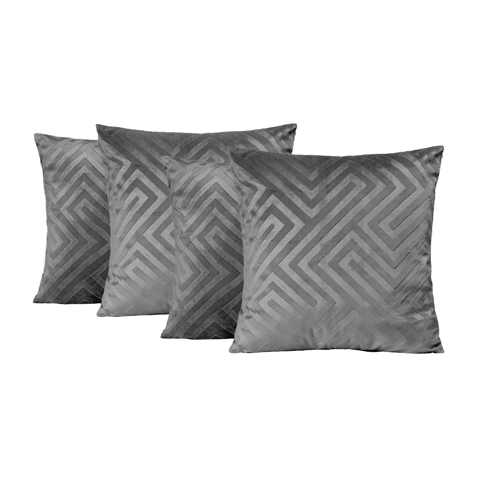 OHS 4 x Matte Geo Velvet Cushion Covers Soft image 1