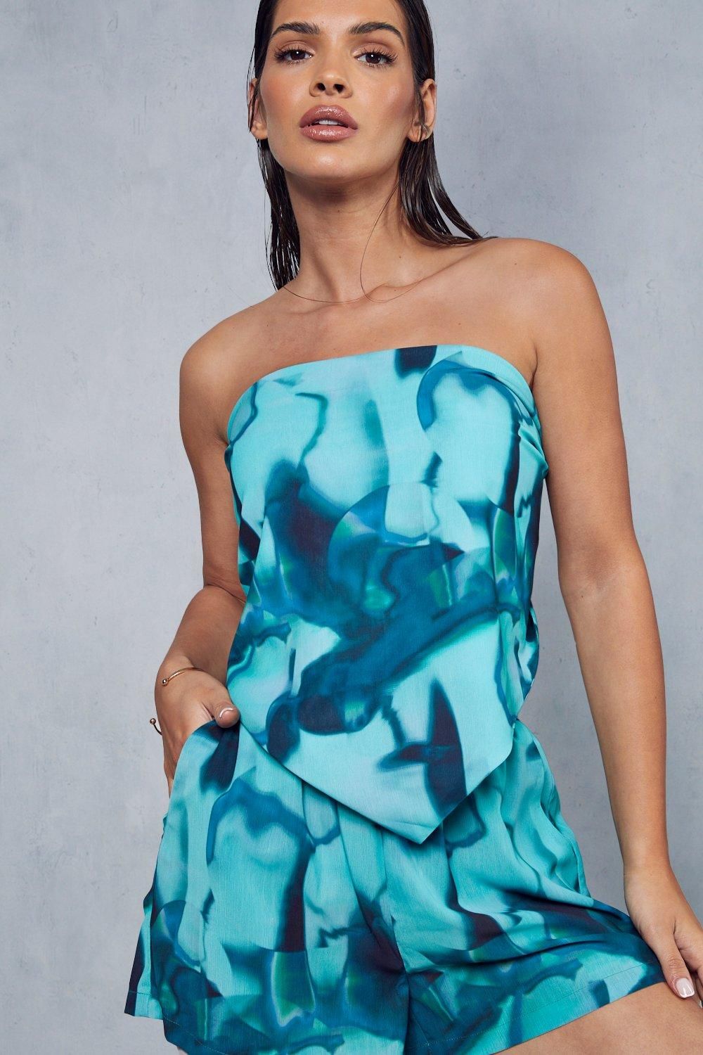 MissPap Abstract Printed Scarf Top Green image 5