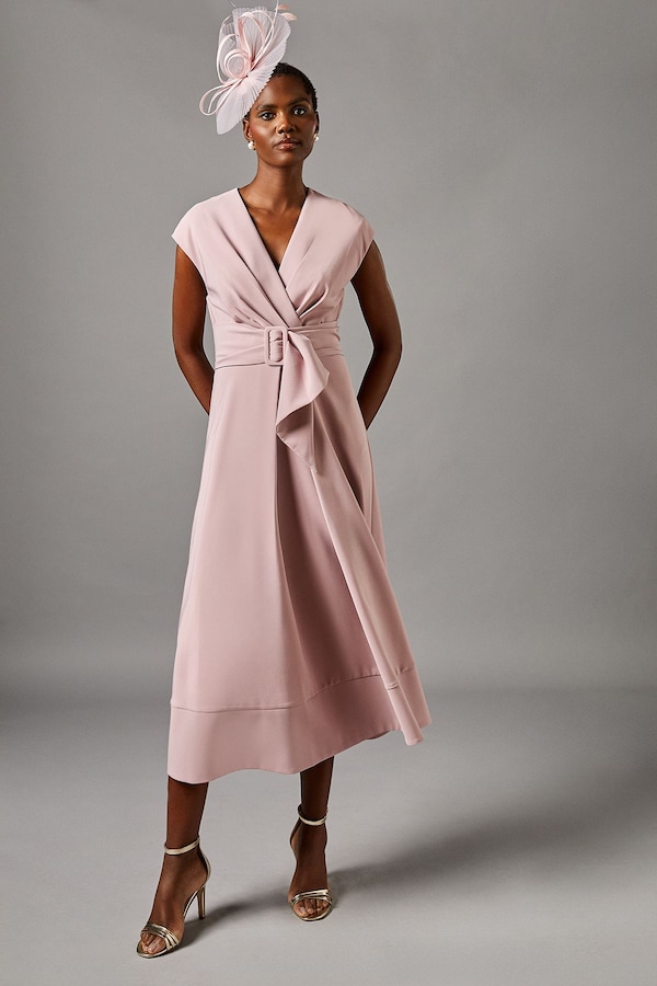 Coast Belted Crepe Dress Rose