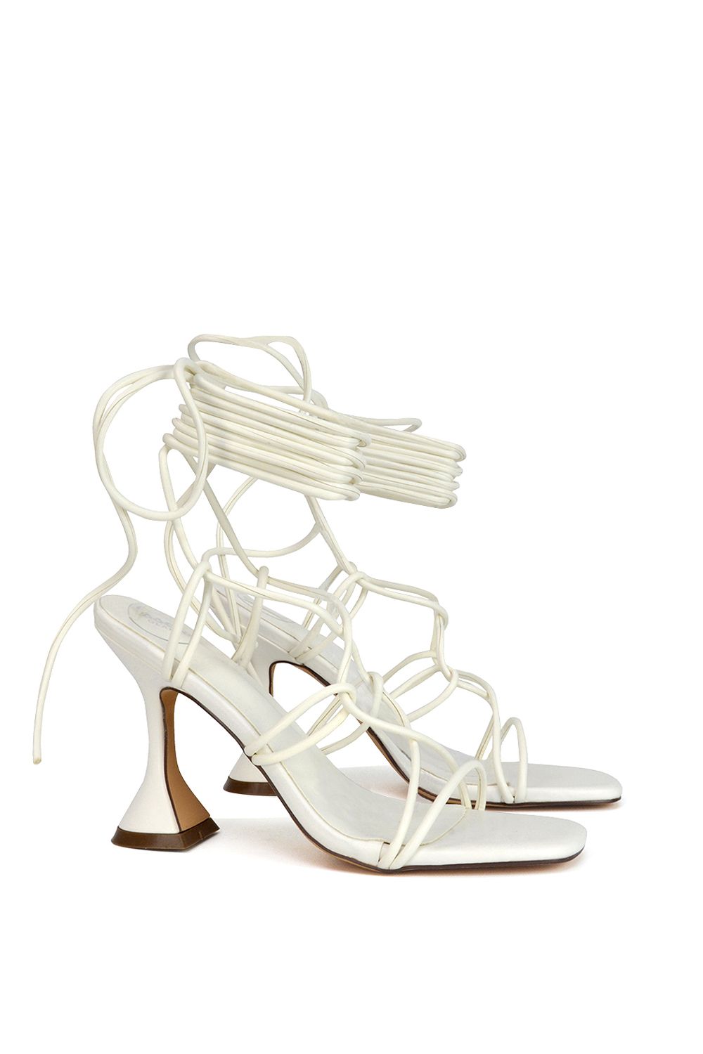 XY London 'Briar' Lace up Square Toe Sculptured Mid High Heels image 3