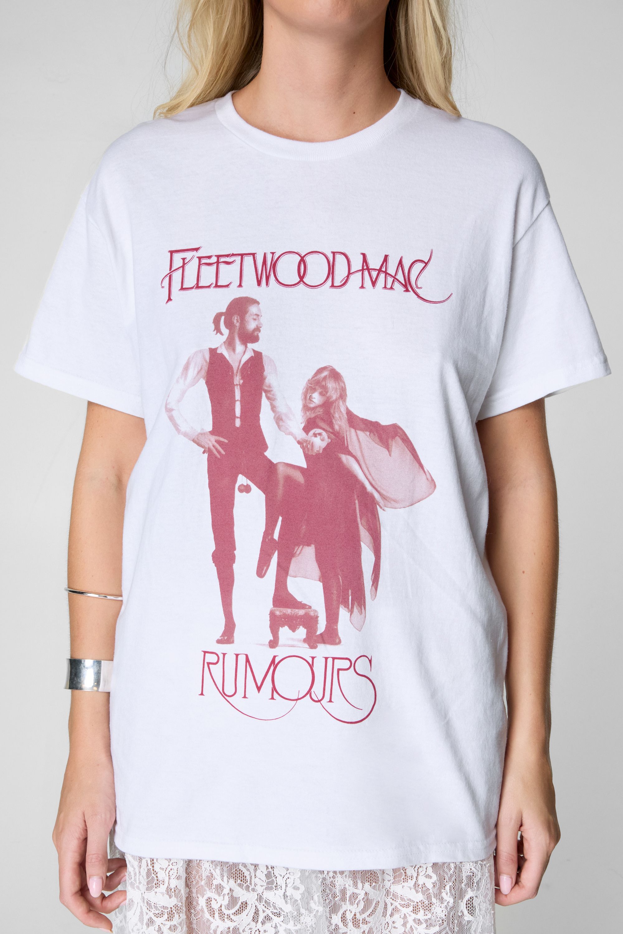NastyGal Fleetwood Mac Rumors Oversize Band T-Shirt White image 2
