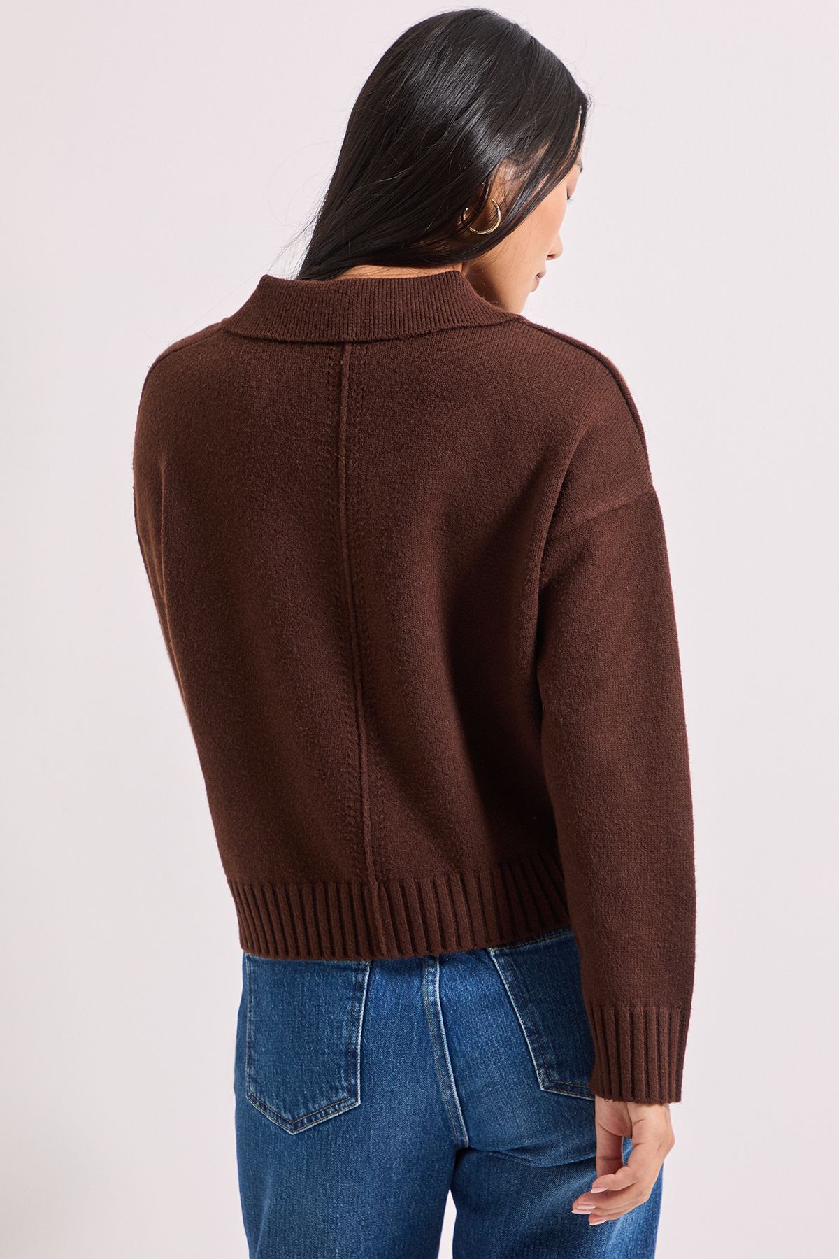 Dorothy Perkins Petite Polo Collared Jumper Chocolate image 3