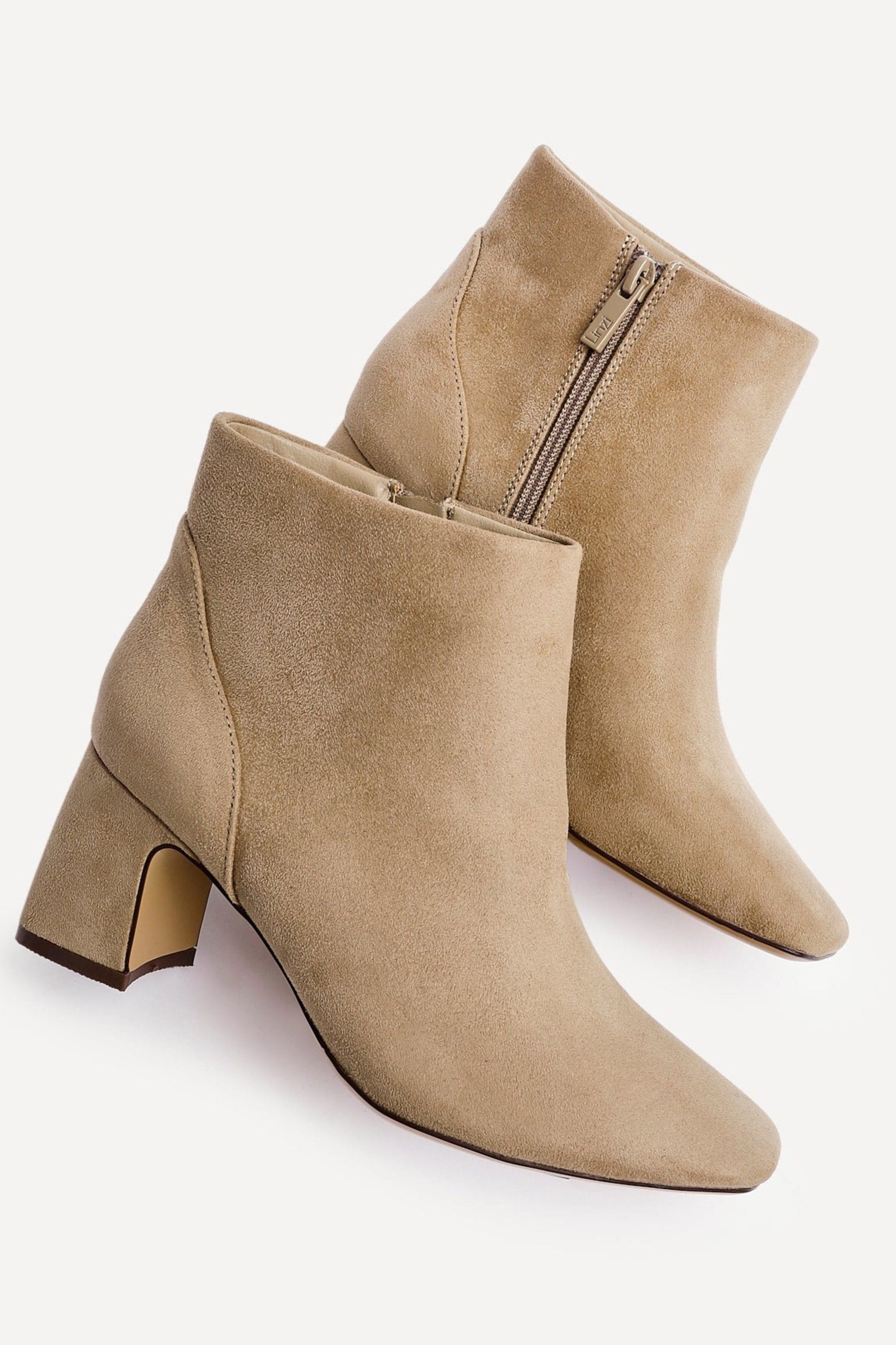 Linzi Cove Mocha Faux Suede Soft Square Toe Block Heel Ankle Boot image 4