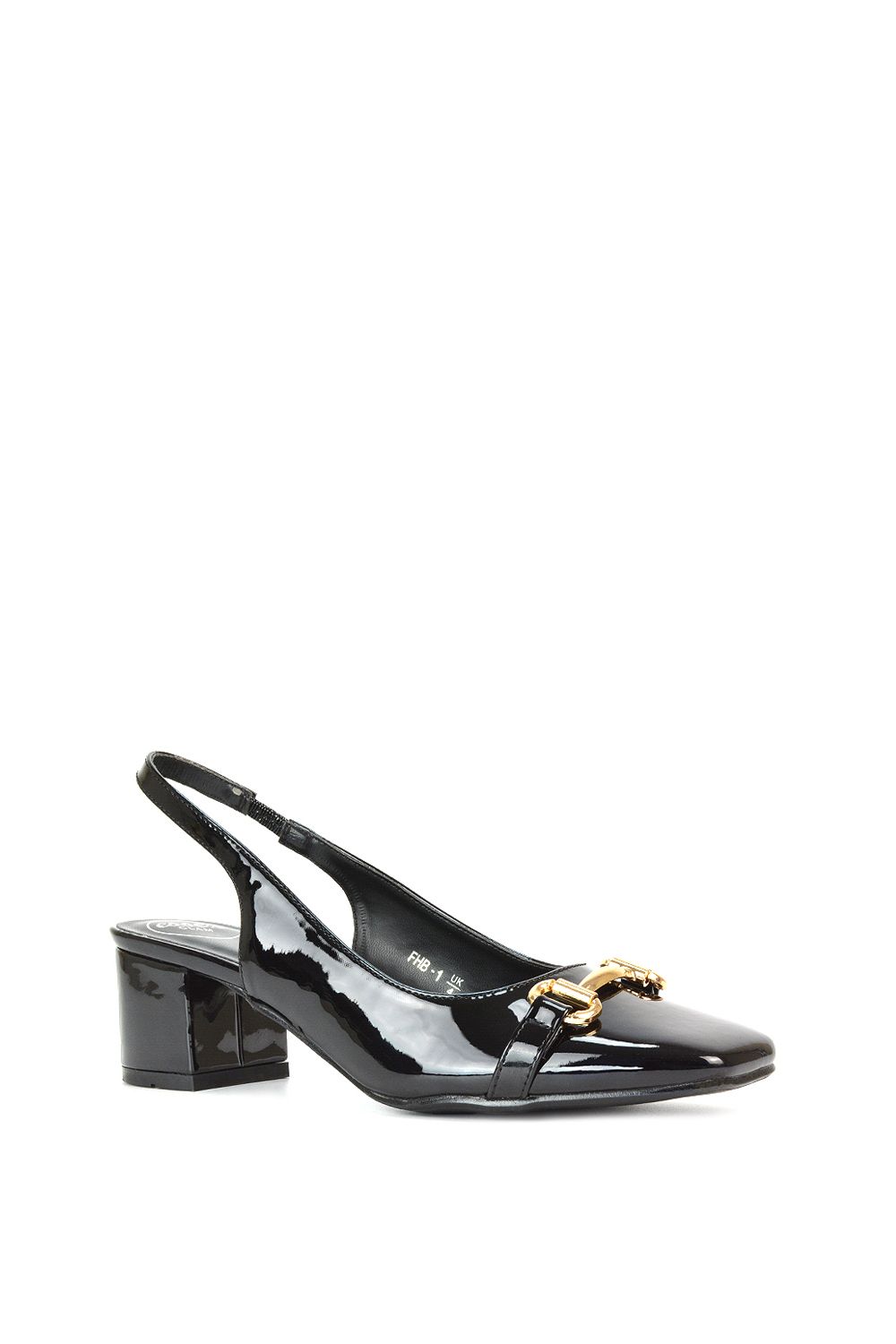 XY London 'Selena' Square Toe Slingback Mid Block Heel Ballet Court Shoes image 2
