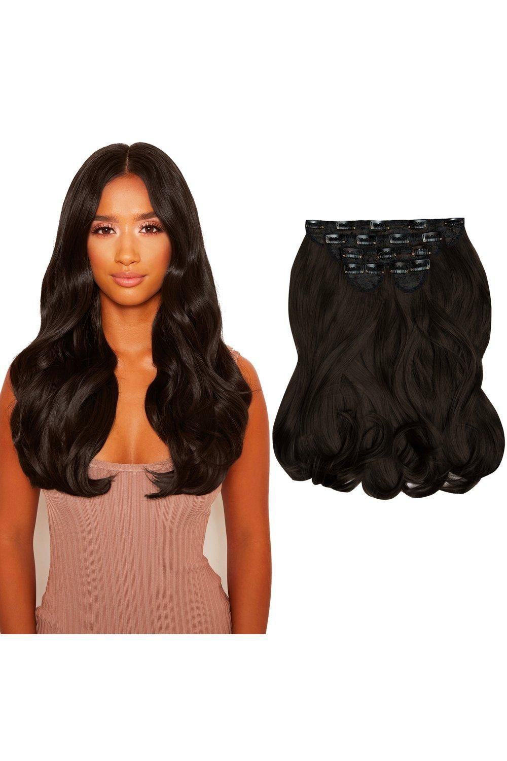 Lullabellz Super Thick 16" 5 Piece Blow Dry Wavy Clip In Extensions Dark Brown image 3