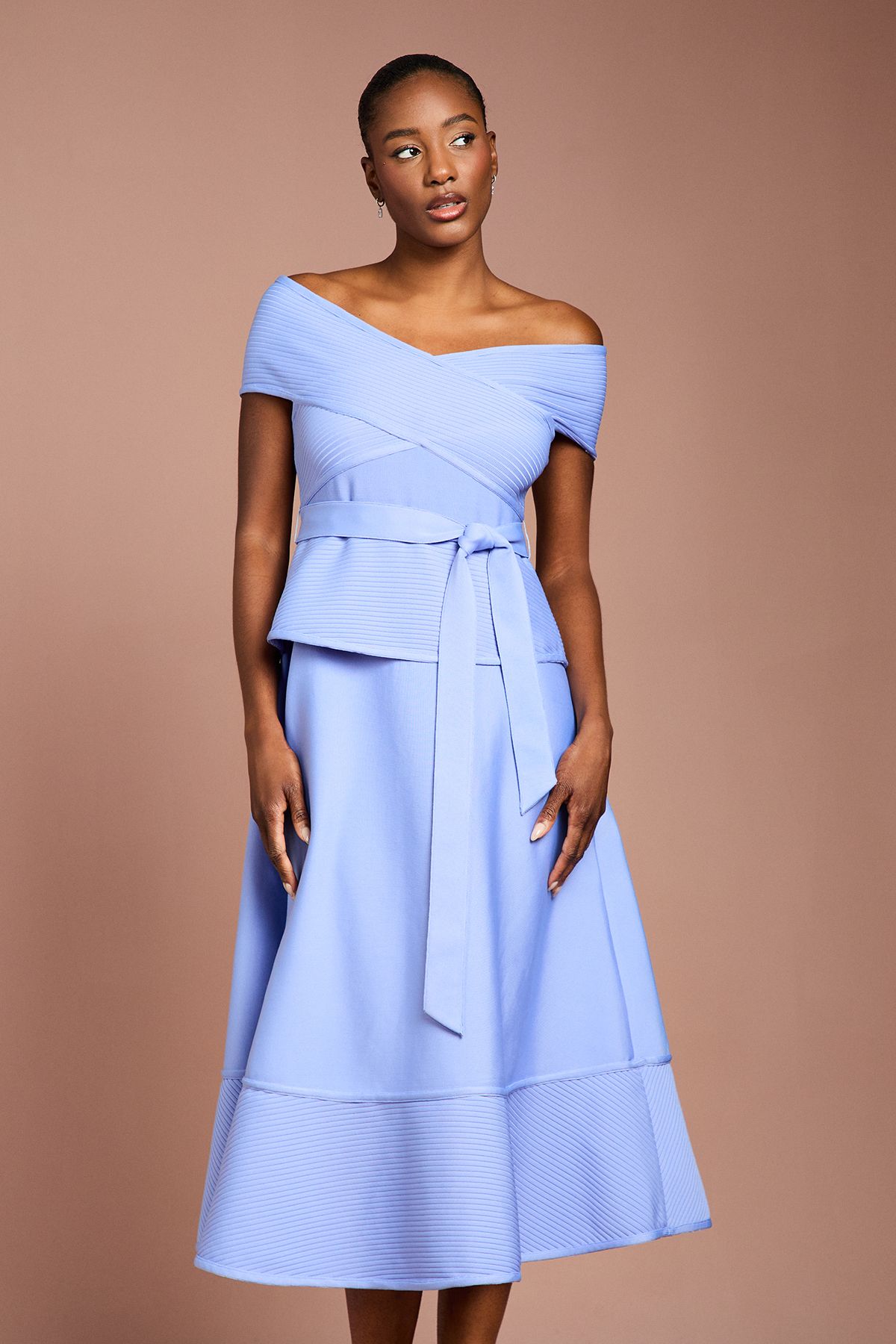 Coast Bardot Bandage Full Skirted Midi Dress Cornflower image 2