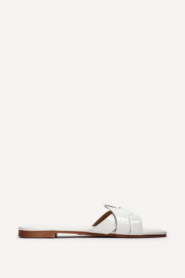Linzi Fletcher White Croc Slider Sandals