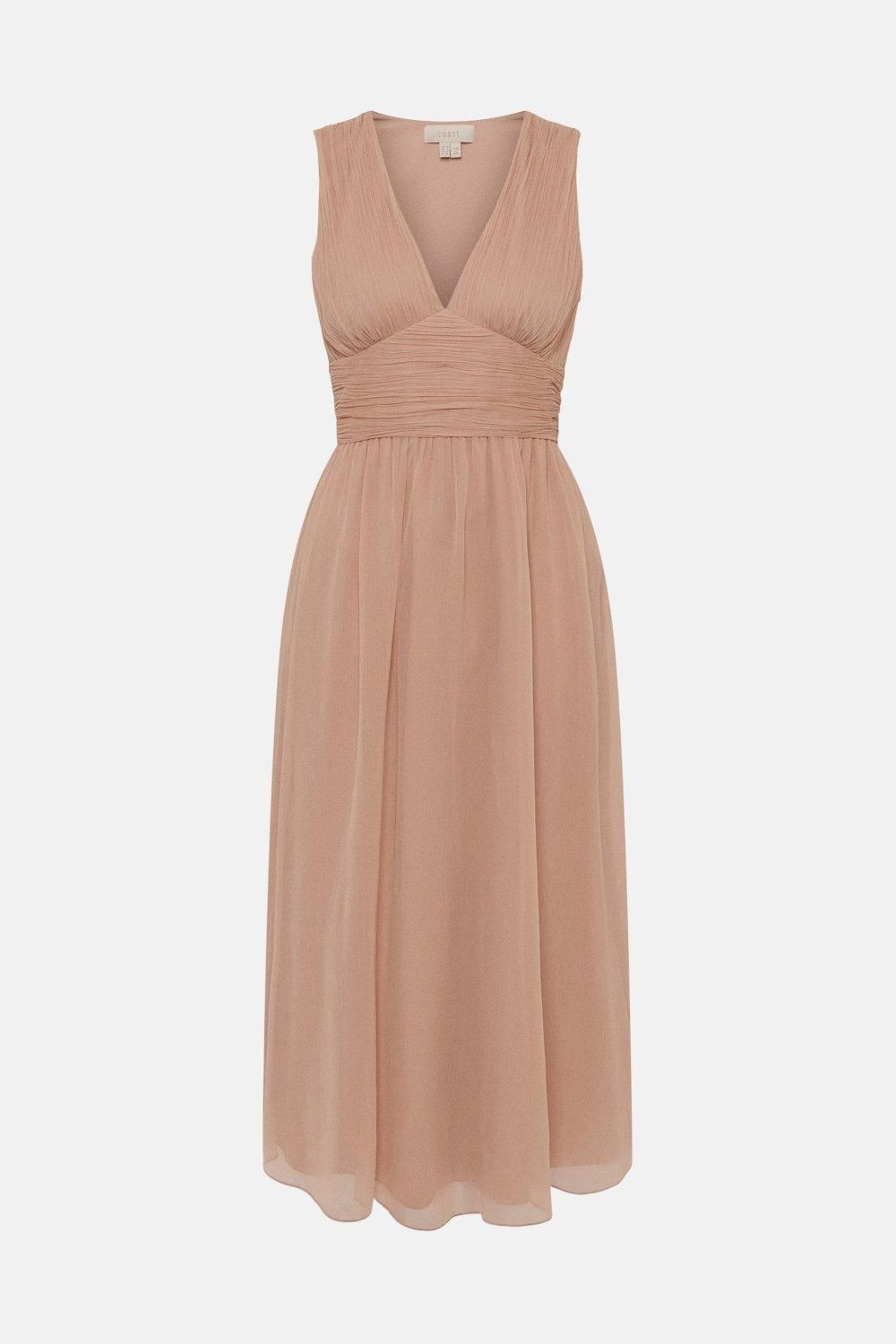 Coast Crinkle Chiffon V Neck Midi Dress Blush image 4