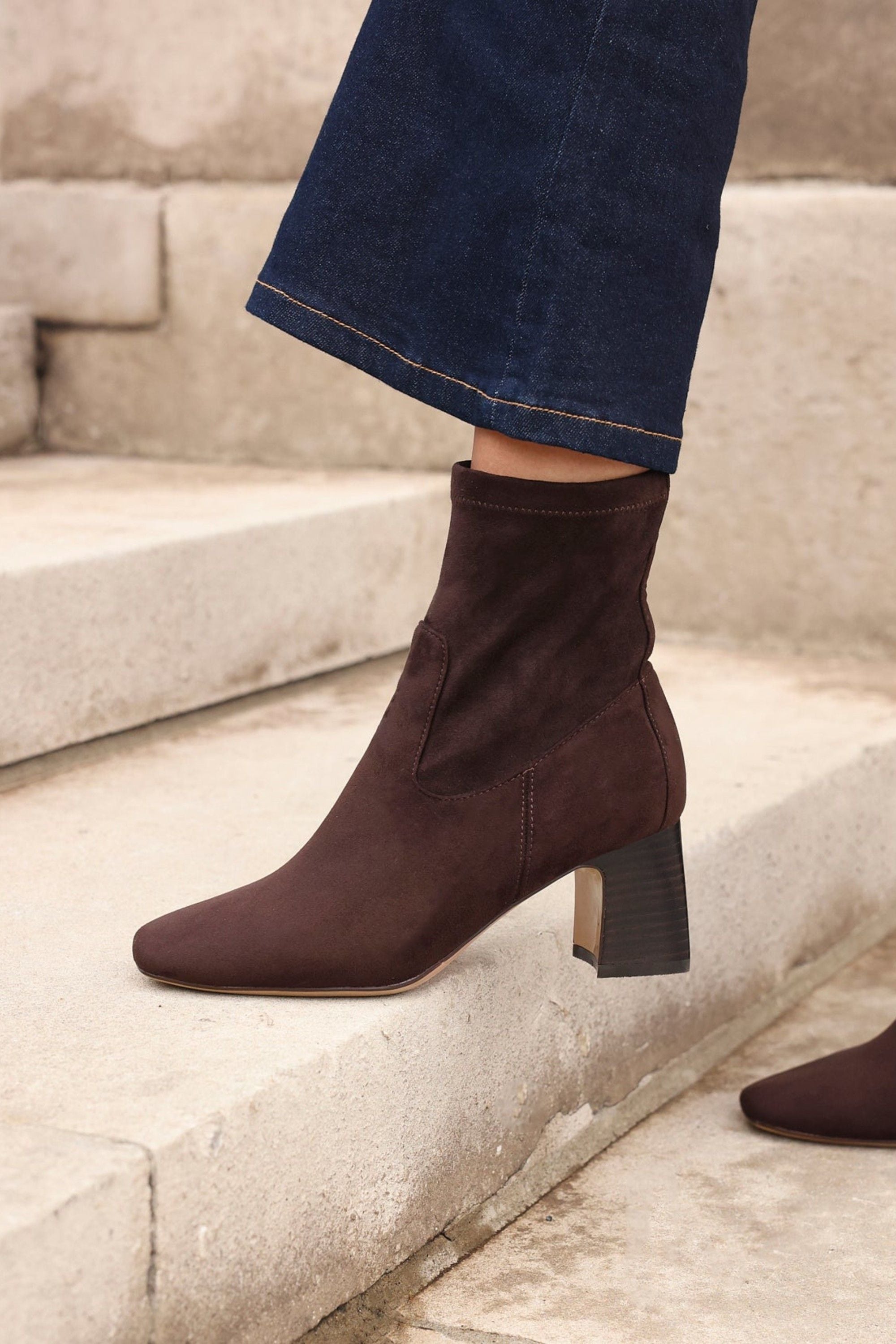 Linzi Francisco Brown Faux Suede Heeled Ankle Boot image 2
