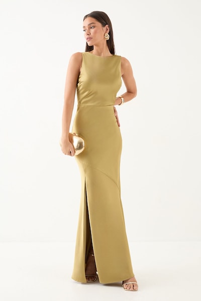 MissPap High Neck Cowl Back Bridesmaid Dress Olive