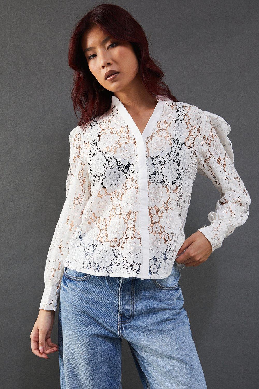 Warehouse Lace Yoke Shirt image 2