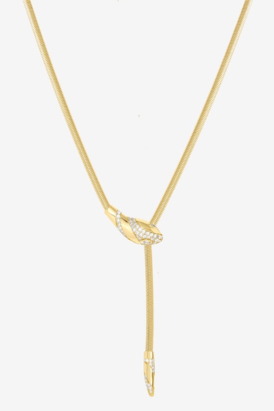 Inicio 14K Gold Plated and Crystal Snake Necklace - Gift Pouch