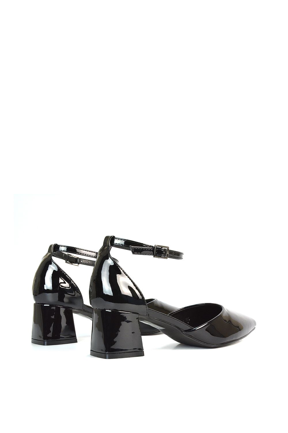 XY London 'Evie' Low Block Heel Pointed Toe Ankle Strap Court Shoes image 5