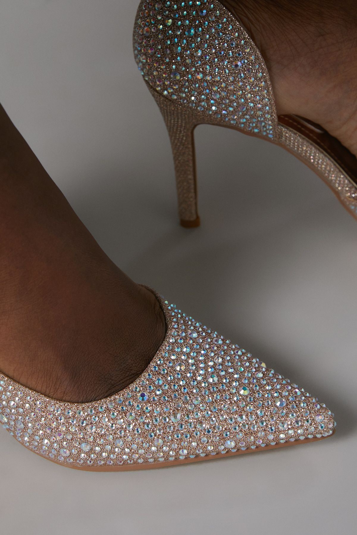 Coast Soltha Diamante Stiletto Heeled Court Shoes Rose Gold image 4