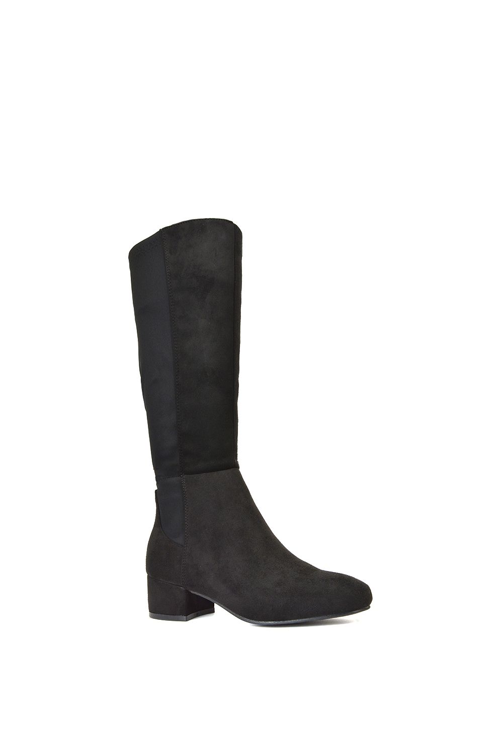 XY London 'Hannah' Low Block Heel Elasticated Calf Long Boots With Zip Fastening image 2