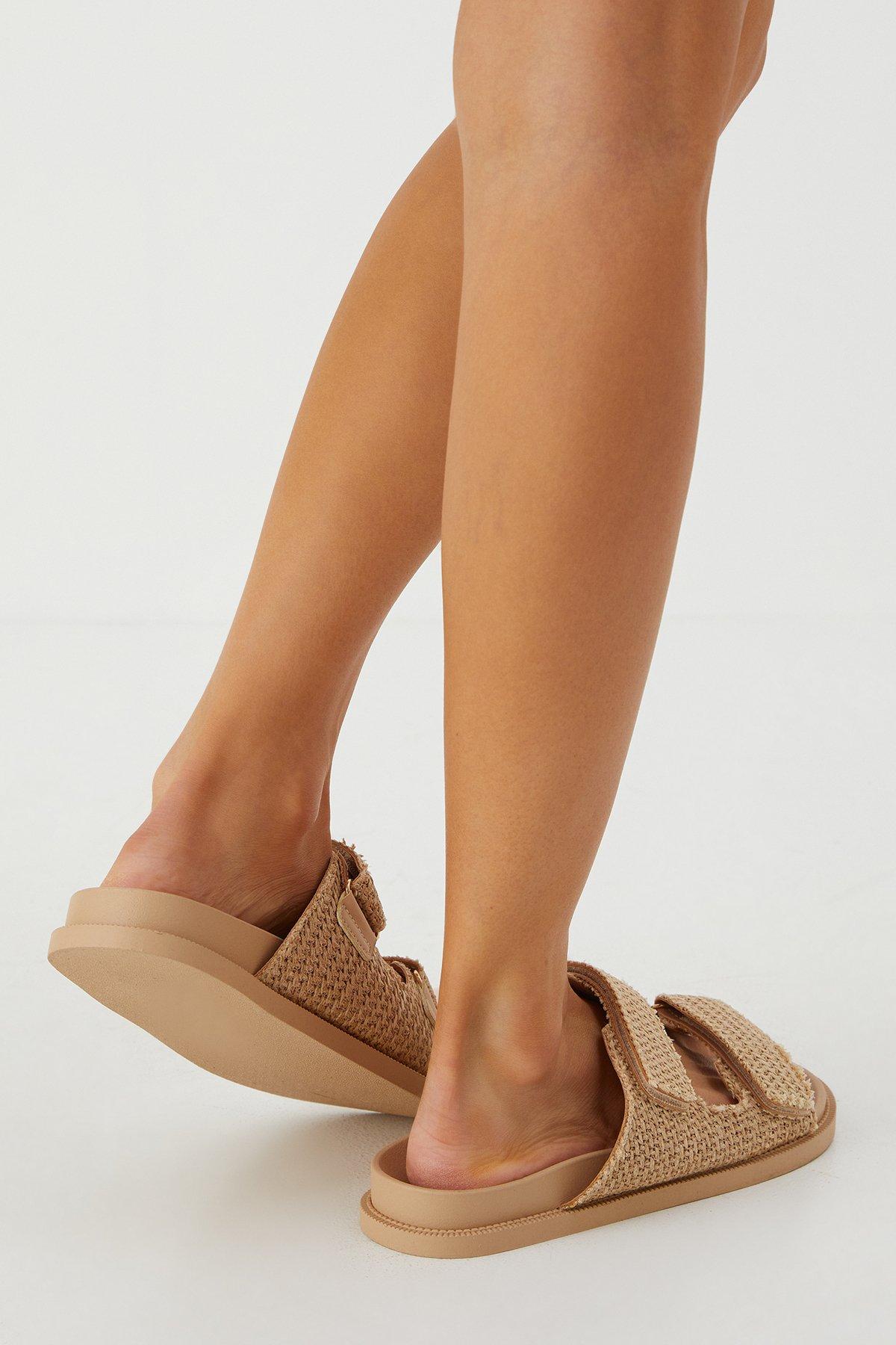MissPap Woven Double Buckle Sliders Tan image 3