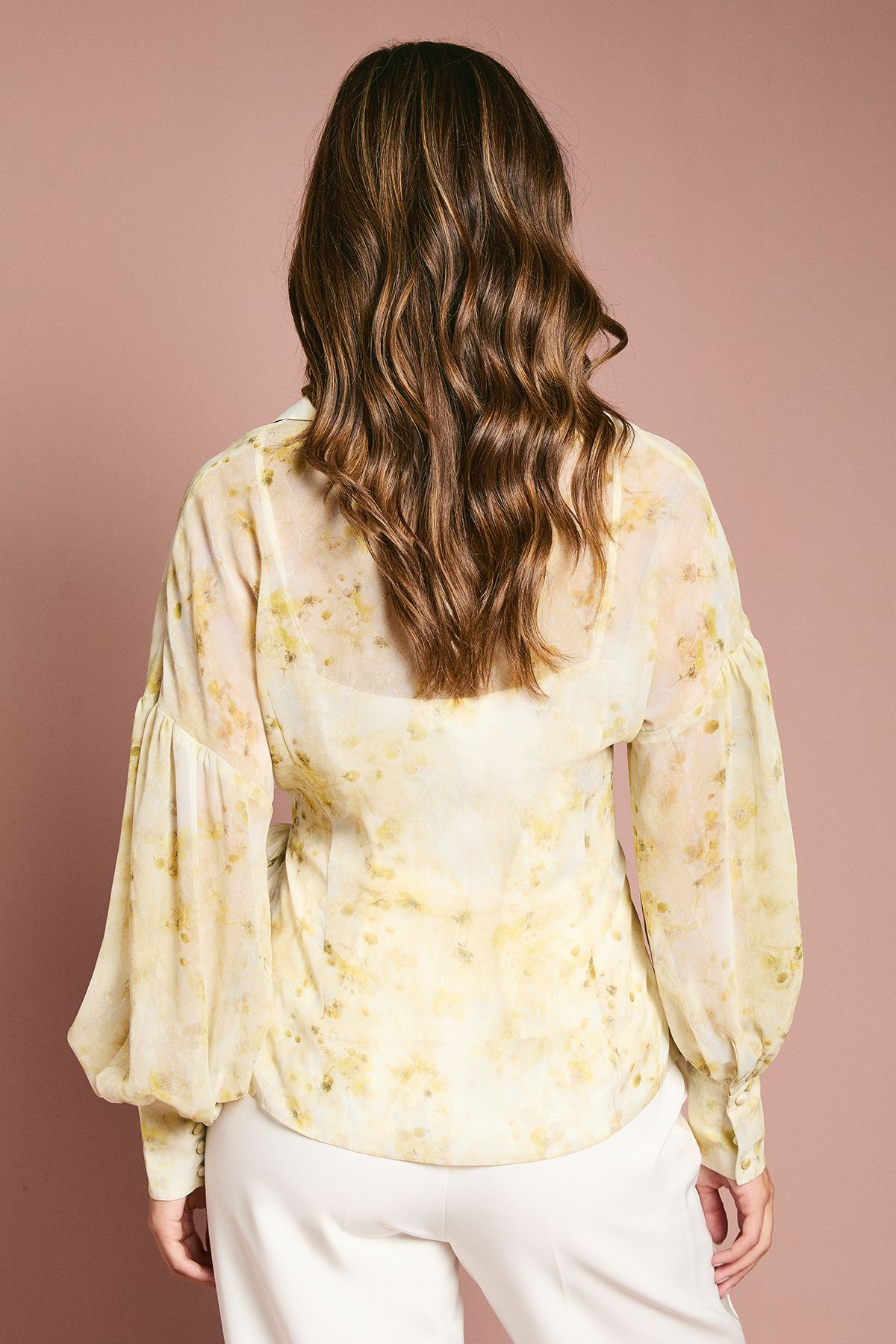 Coast Printed Chiffon Wrap Top Yellow image 4