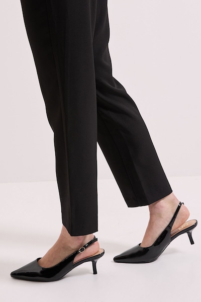 Dorothy Perkins Wide Fit Dova Slingback Kitten Heel Court Shoes True Black