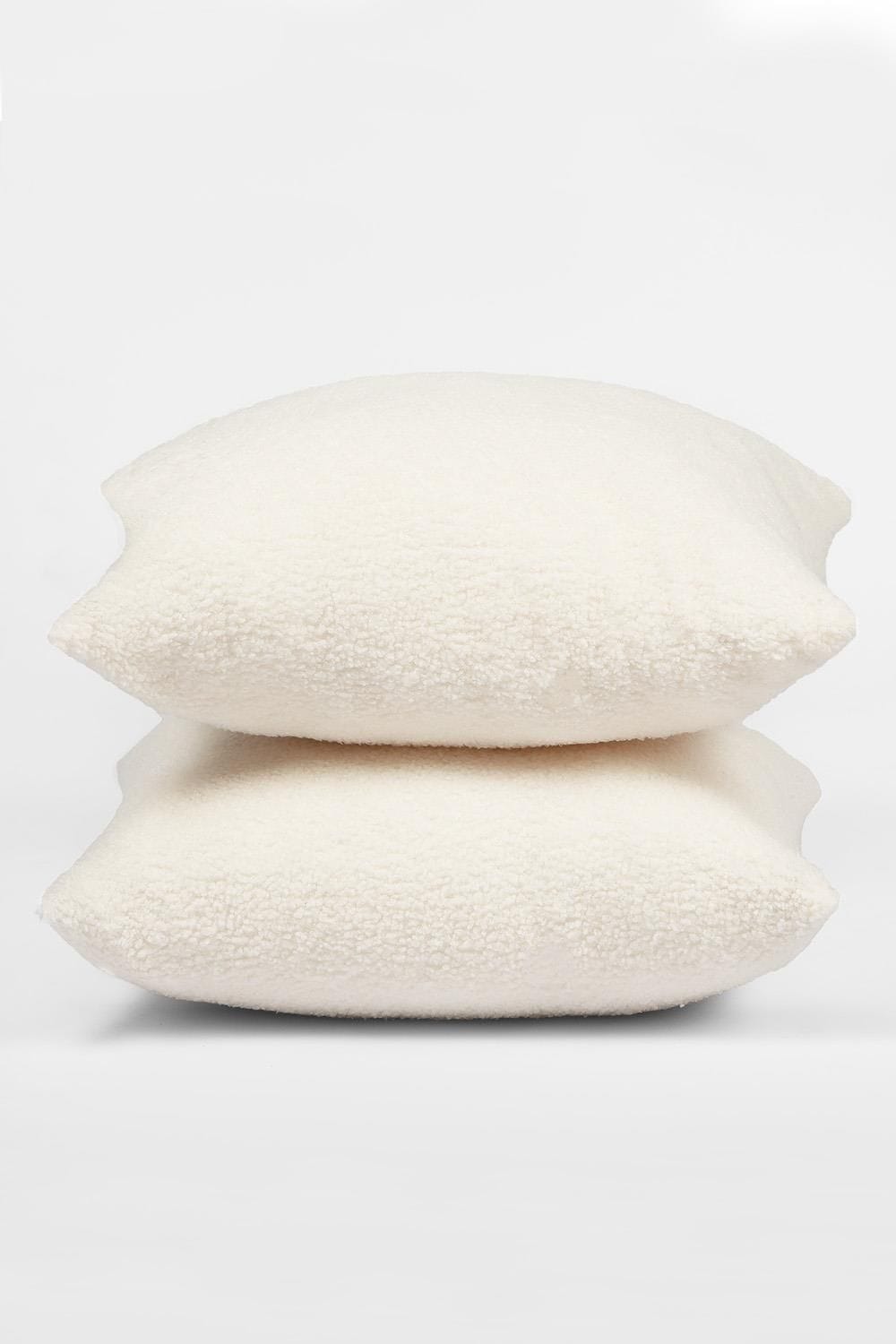 OHS 2 Pack of Boucle Teddy Fleece Cushion Covers image 2
