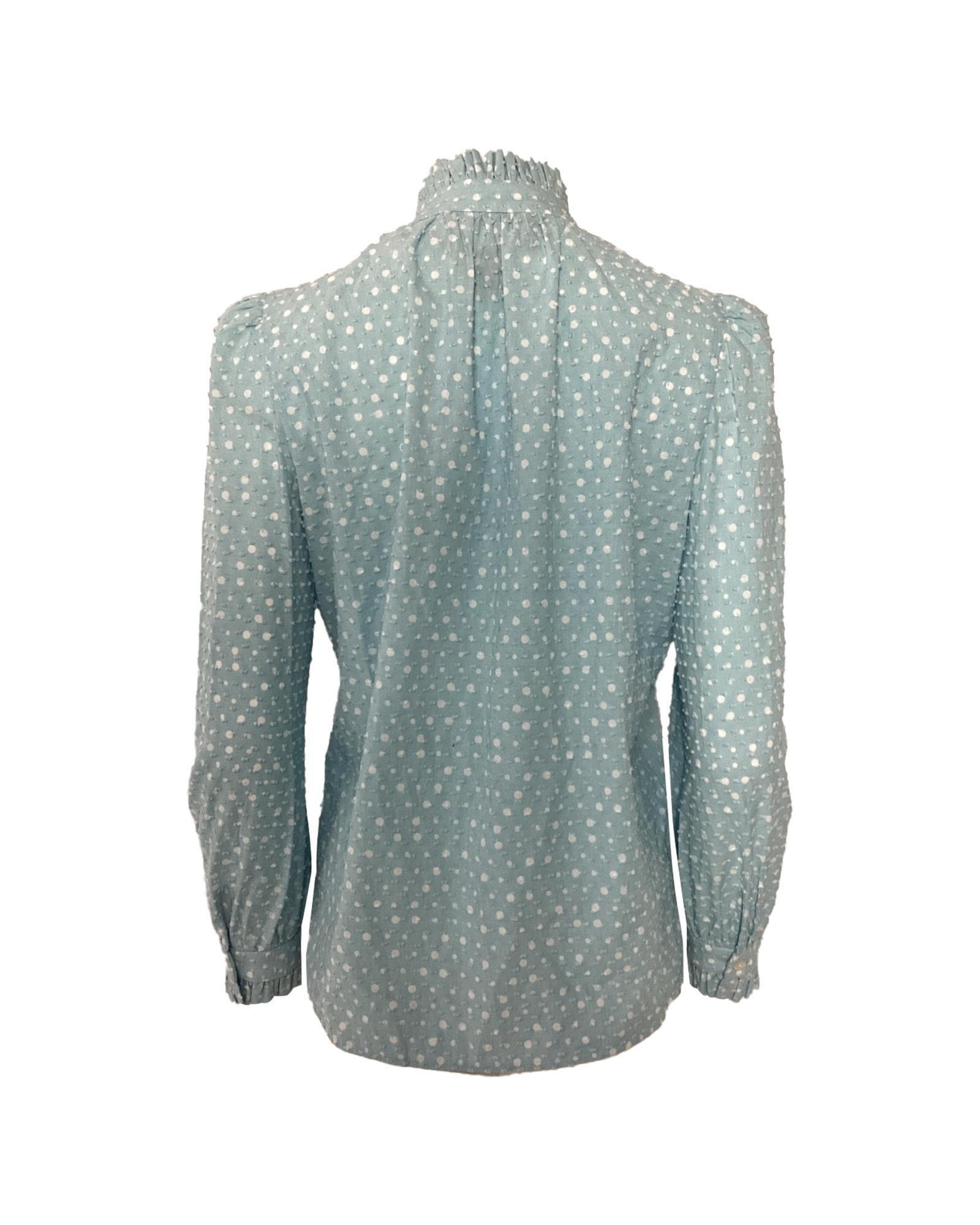 Marc Jacobs Preloved Polka Dot High Neck Blouse Wo - Blue | Light Blue image 6