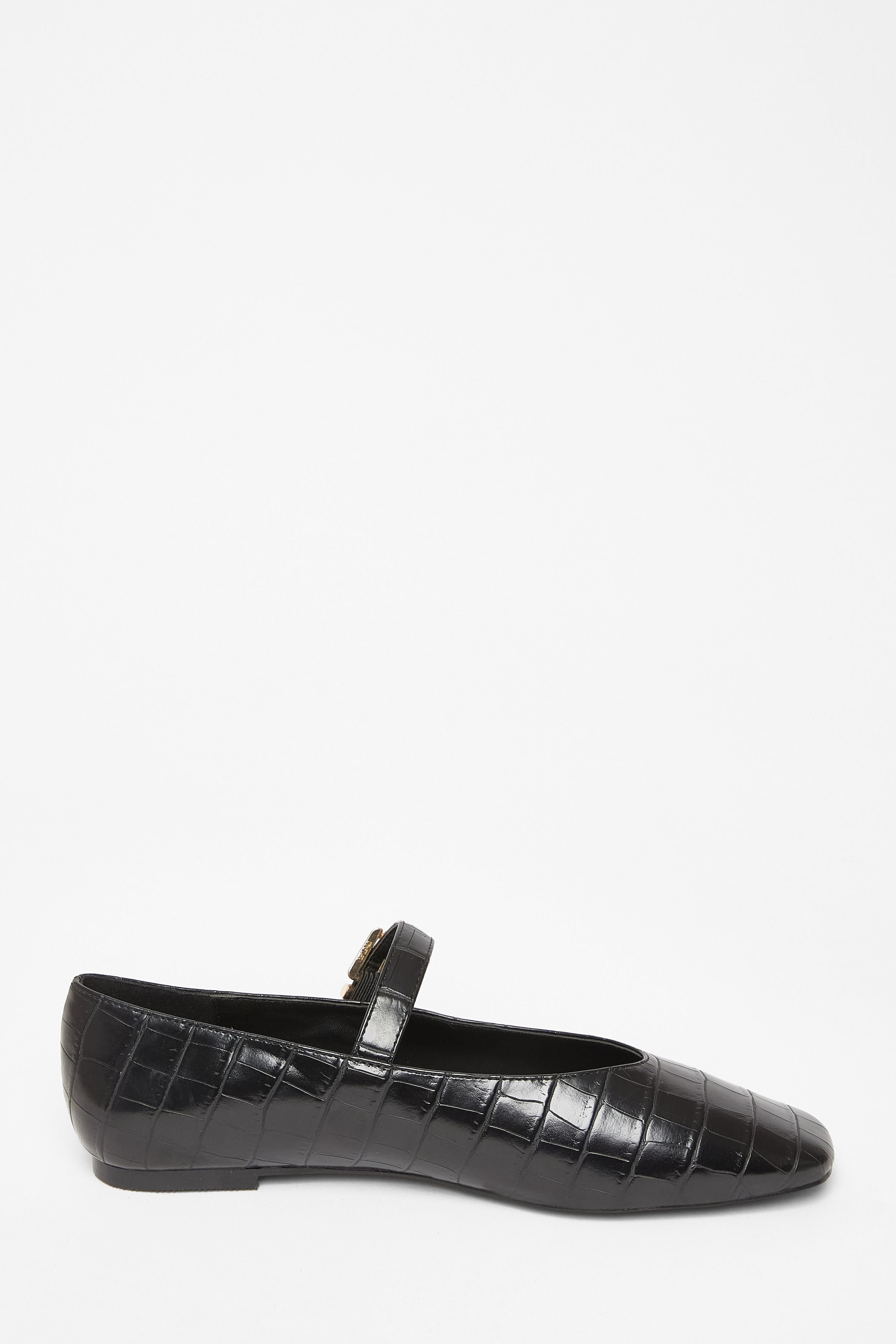 Quiz Black Faux Leather Croc Print Pumps image 5
