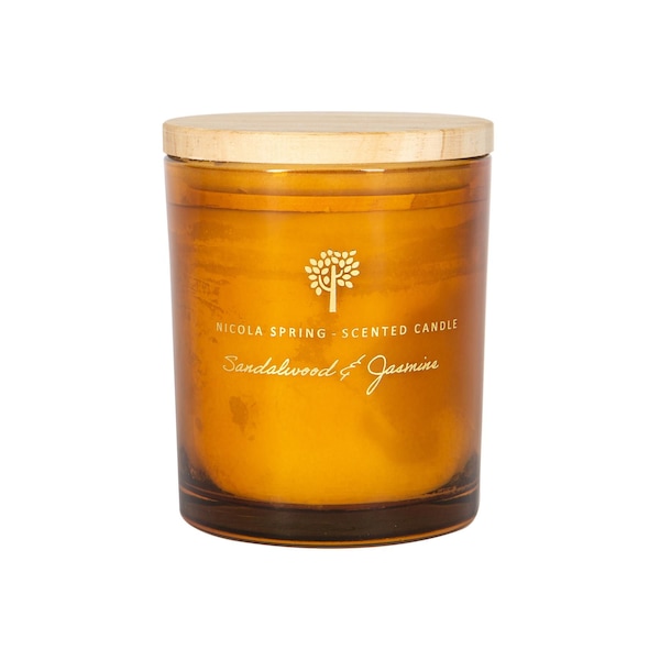 Nicola Spring 130g Sandalwood & Jasmine Soy Wax Candle - Sweet Creamy Scented Glass