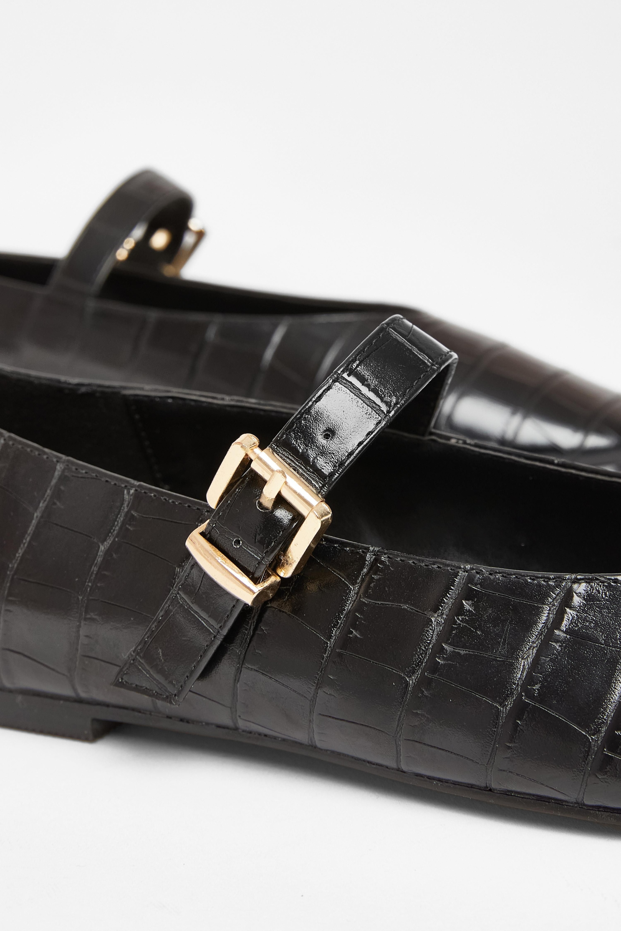 Quiz Black Faux Leather Croc Print Pumps image 4