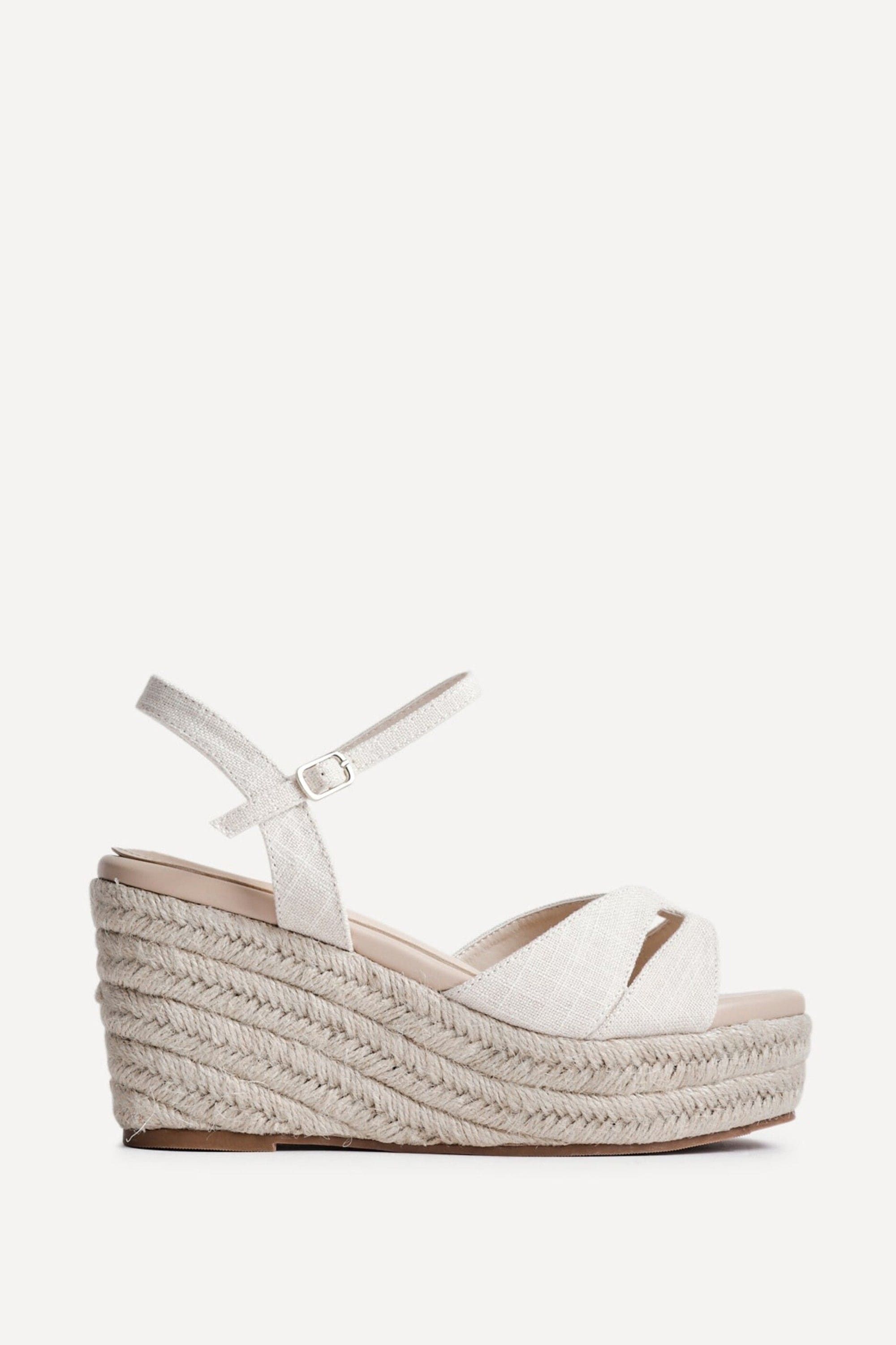 Linzi Sian Wide Fit Nude Canvas Wedges