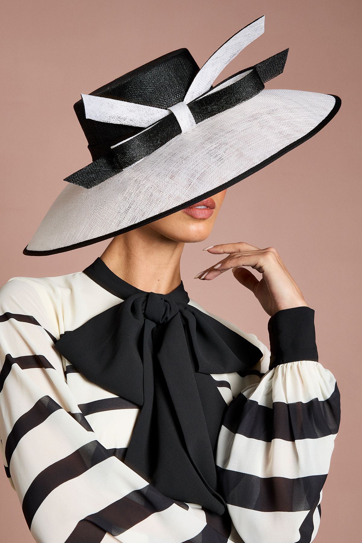 Coast Lisa Tan Bow Detail Wide Brim Hat Mono