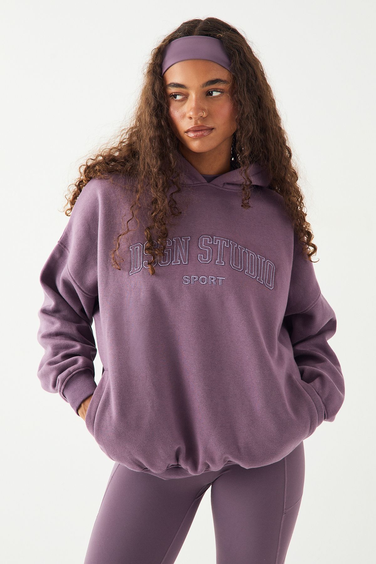 DSGN Studio DSGN Studio Collegiate Applique Oversized Hoodie Grape image 3