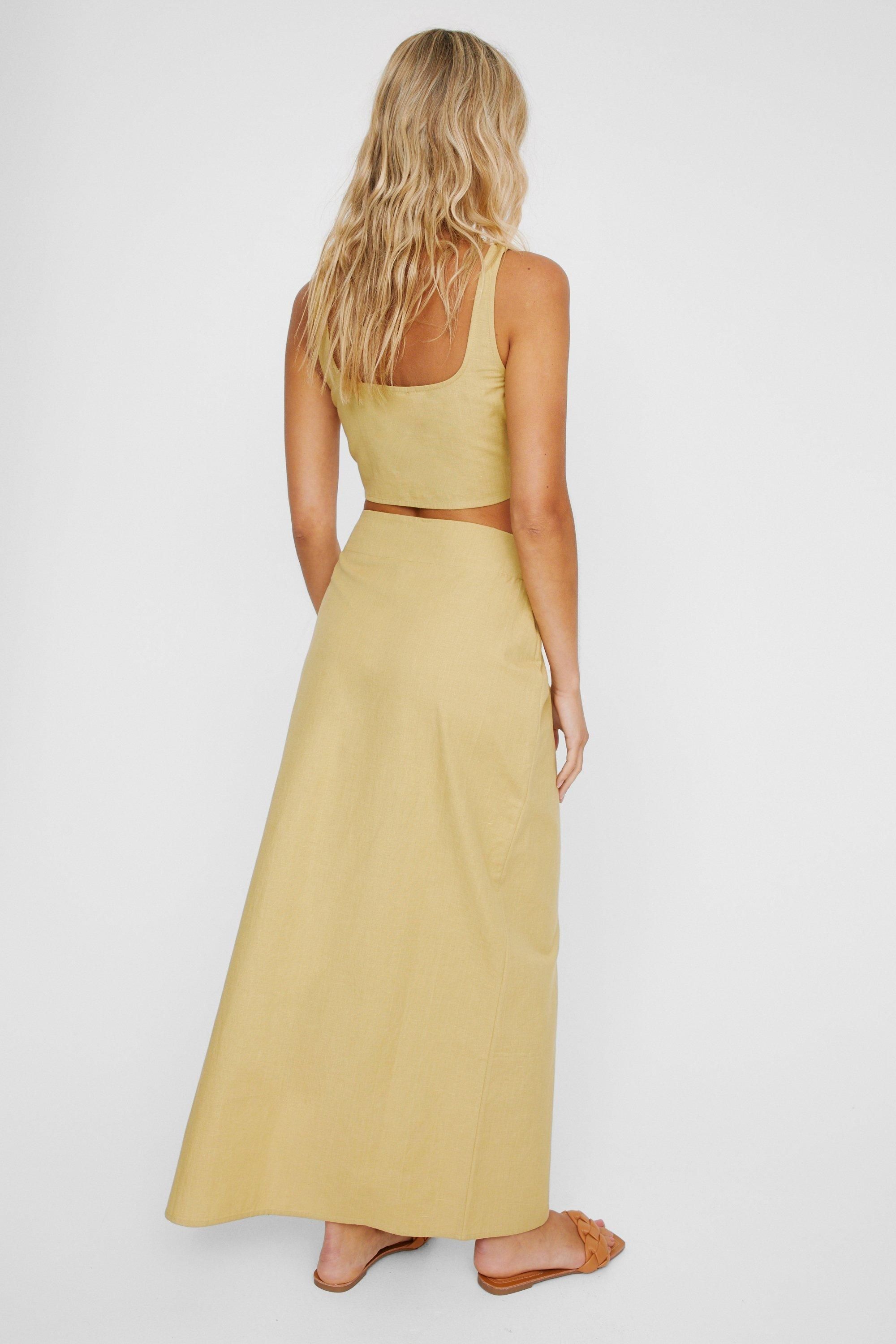 NastyGal Side Split Maxi Skirt Butterscotch image 4