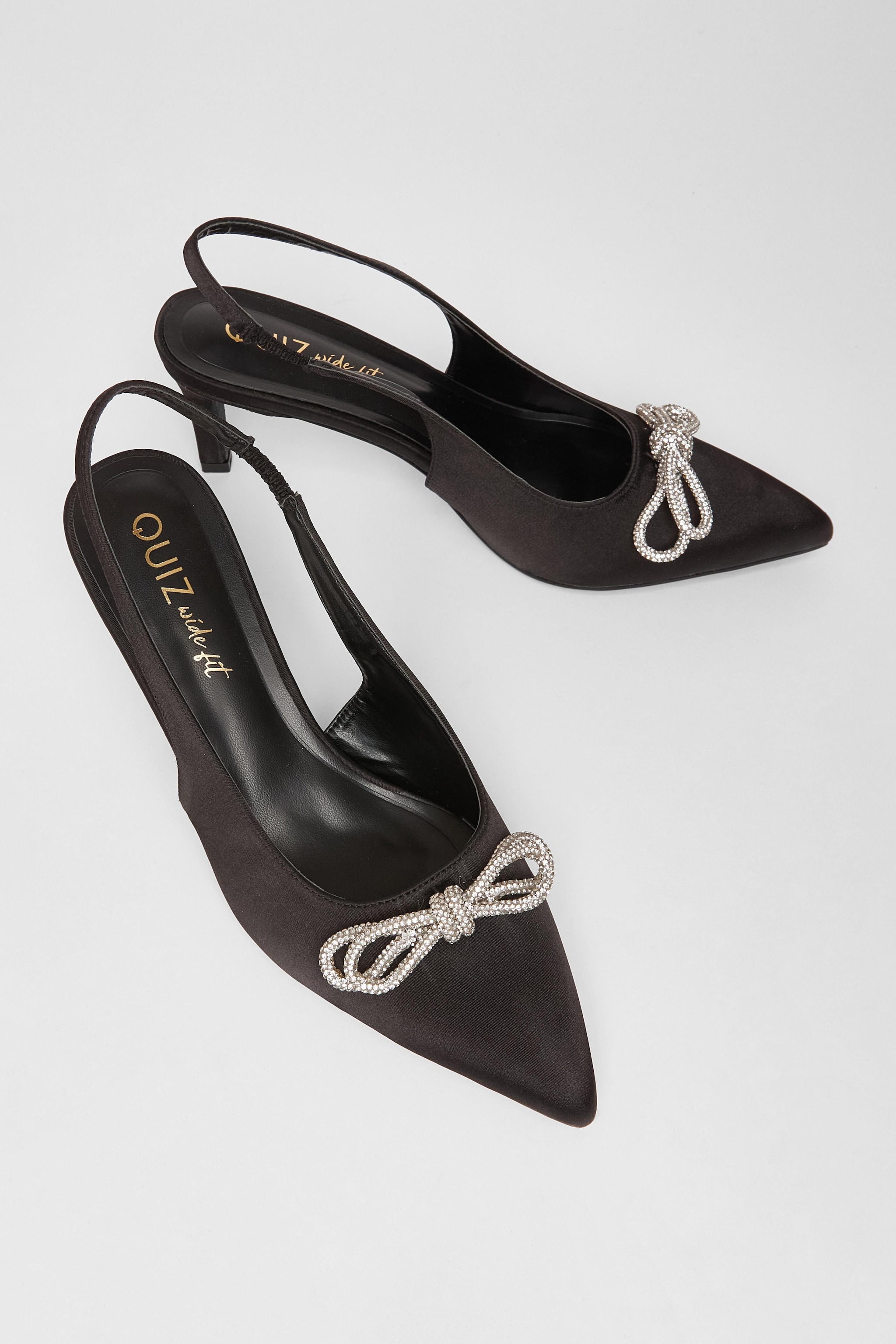 Quiz Black Wide Fit Sling Back Heels image 2