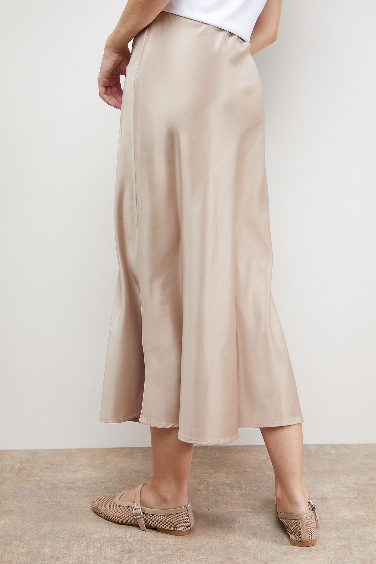 Oasis Bias Cut Satin Midi Skirt Champagne image 3