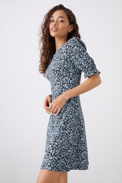 Dorothy Perkins Petite Blue Floral Jersey Mini Dress Blue