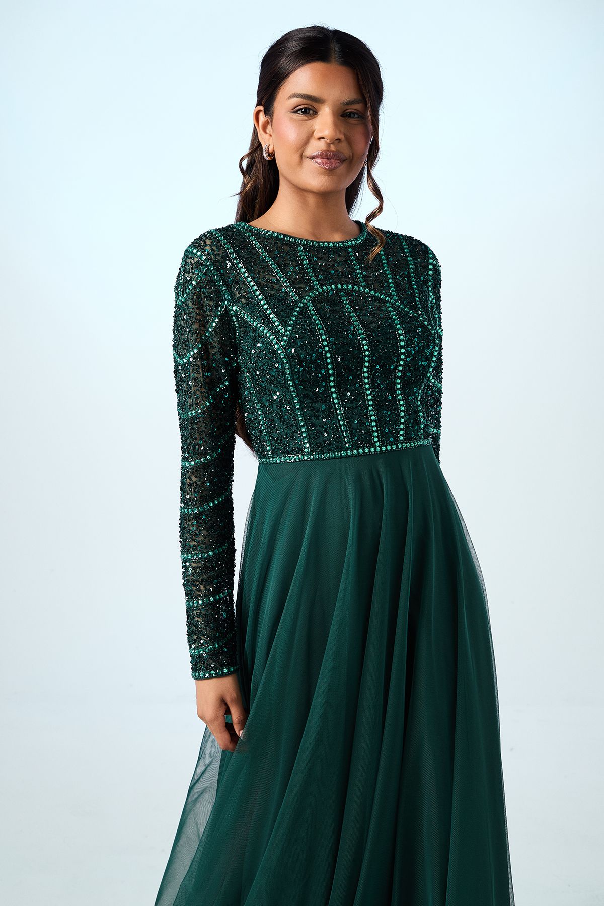 Coast Petite Mixed Gem Tulle Skirt Bridesmaid Dress Emerald image 2