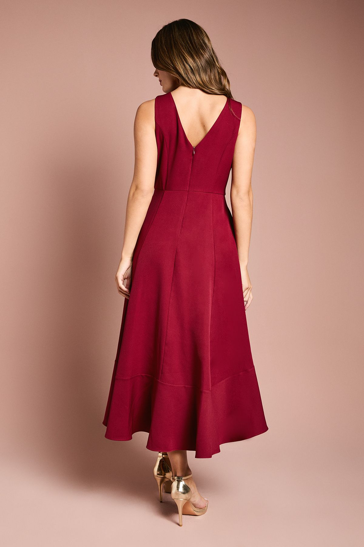 Coast Waterfall Crepe Midi Dress Burgundy image 4