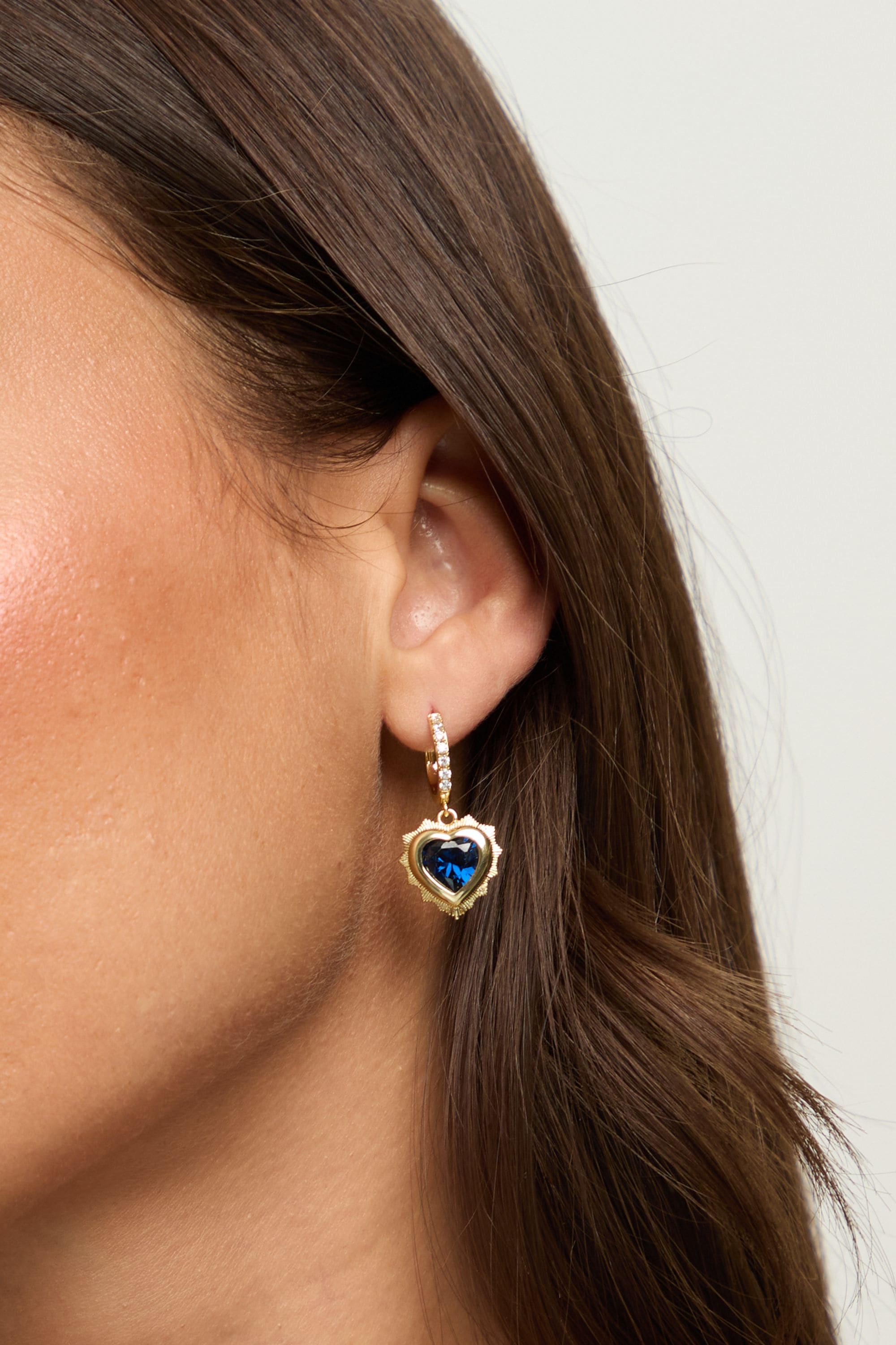 Jon Richard 14Ct Real Gold Plated Heart Birthstone Huggie Earrings - May image 3