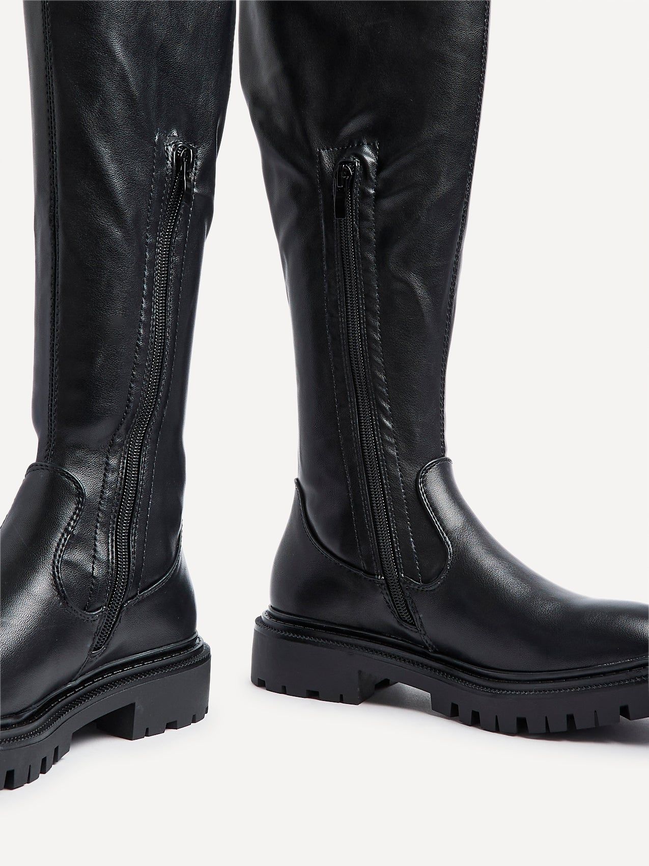 Linzi Sonny Black Stretch Faux Leather Over The Knee Long Boot image 4