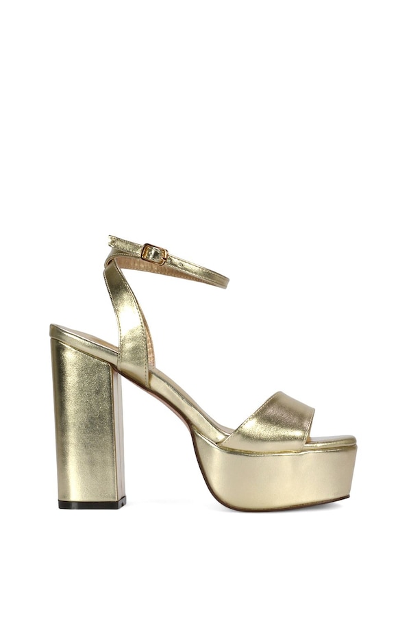 XY London 'Jayce' Strappy Chunky Block High Heel Platform Shoes With Square Toe