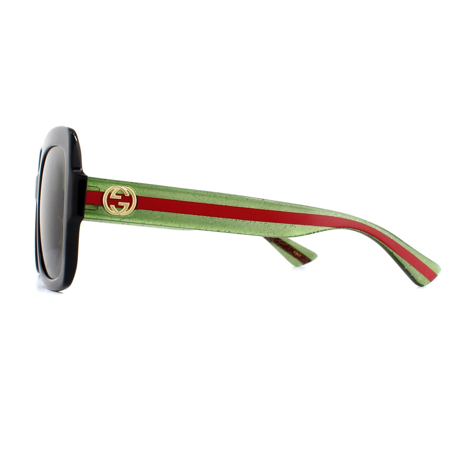 Gucci Square Black Green Glitter and Red Green Sunglasses GG0036SN image 3