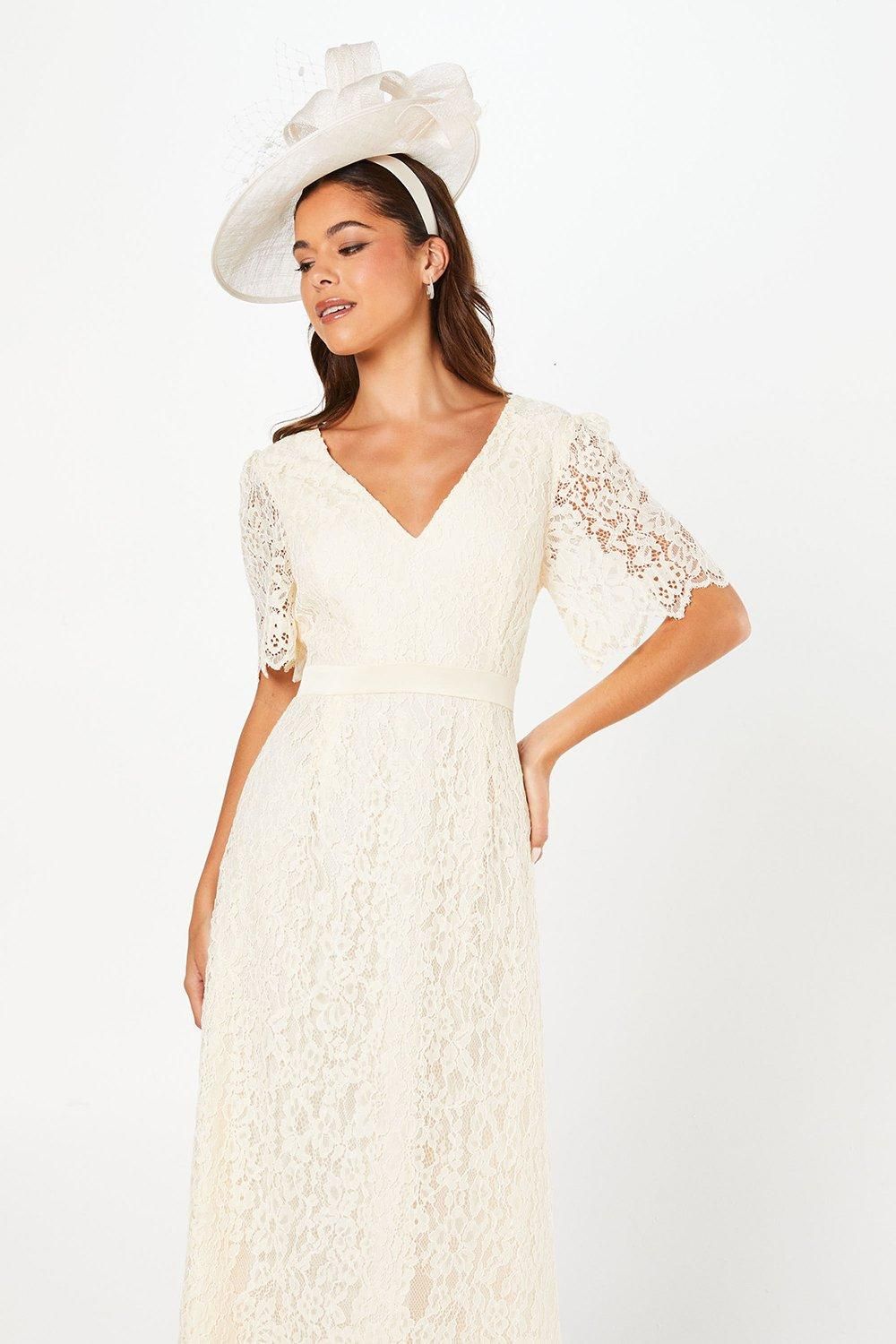 Coast Lace Angel Sleeve Midi Dress Oyster image 2